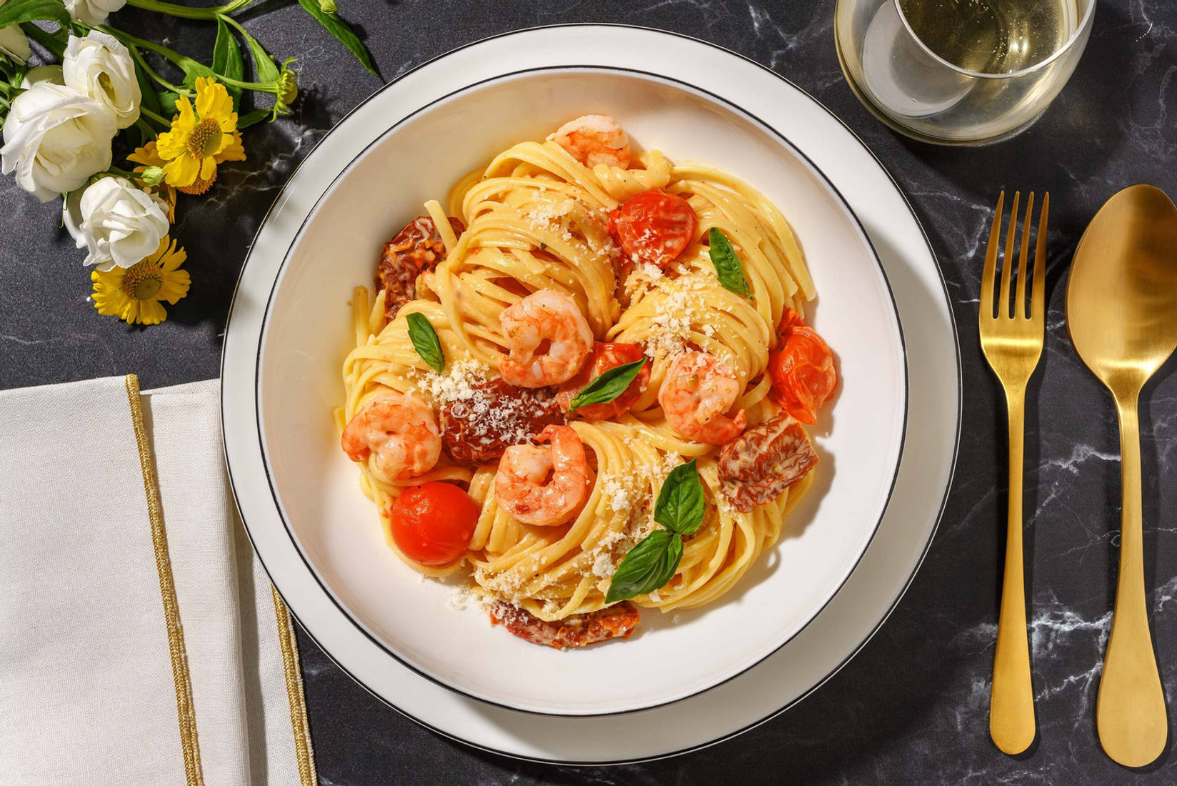 Frische Linguine mit Crevetten