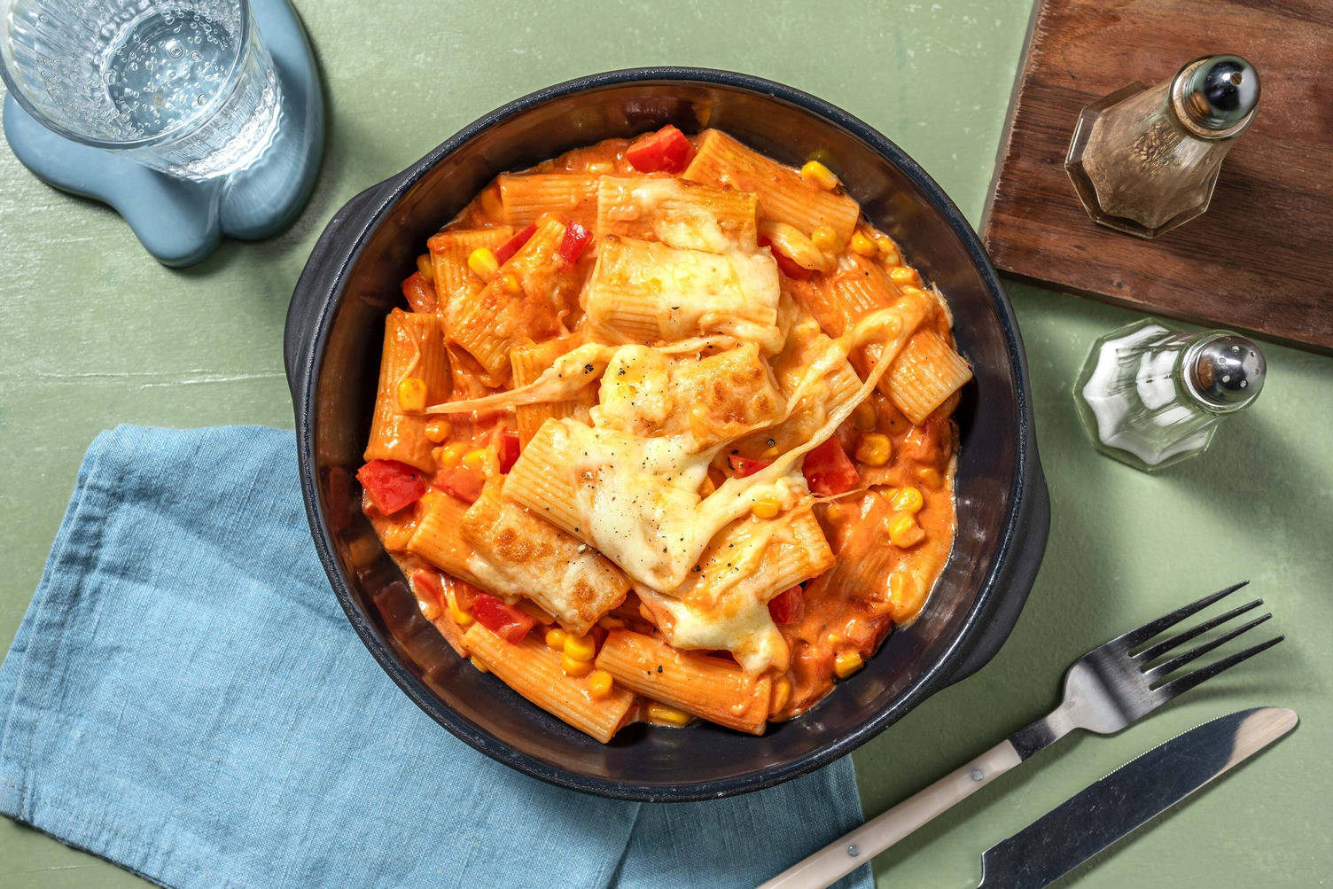 Double Cheese Harissa Pasta Bake
