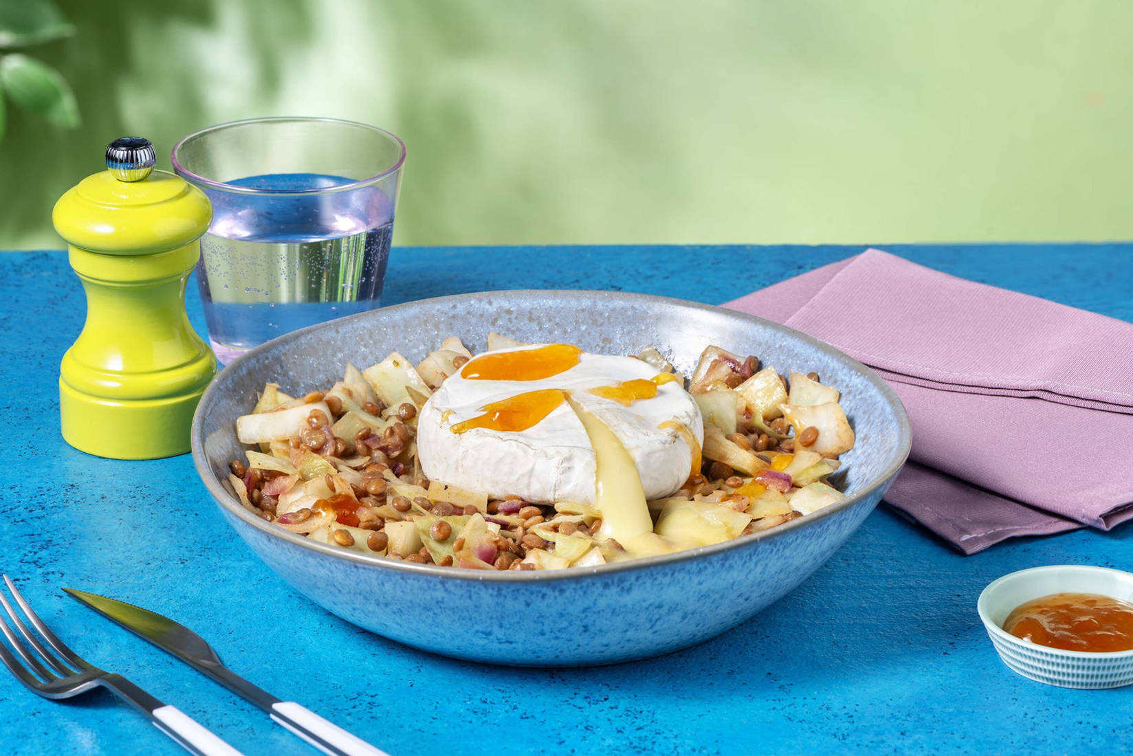 Schnelle Linsenpfanne mit Camembert