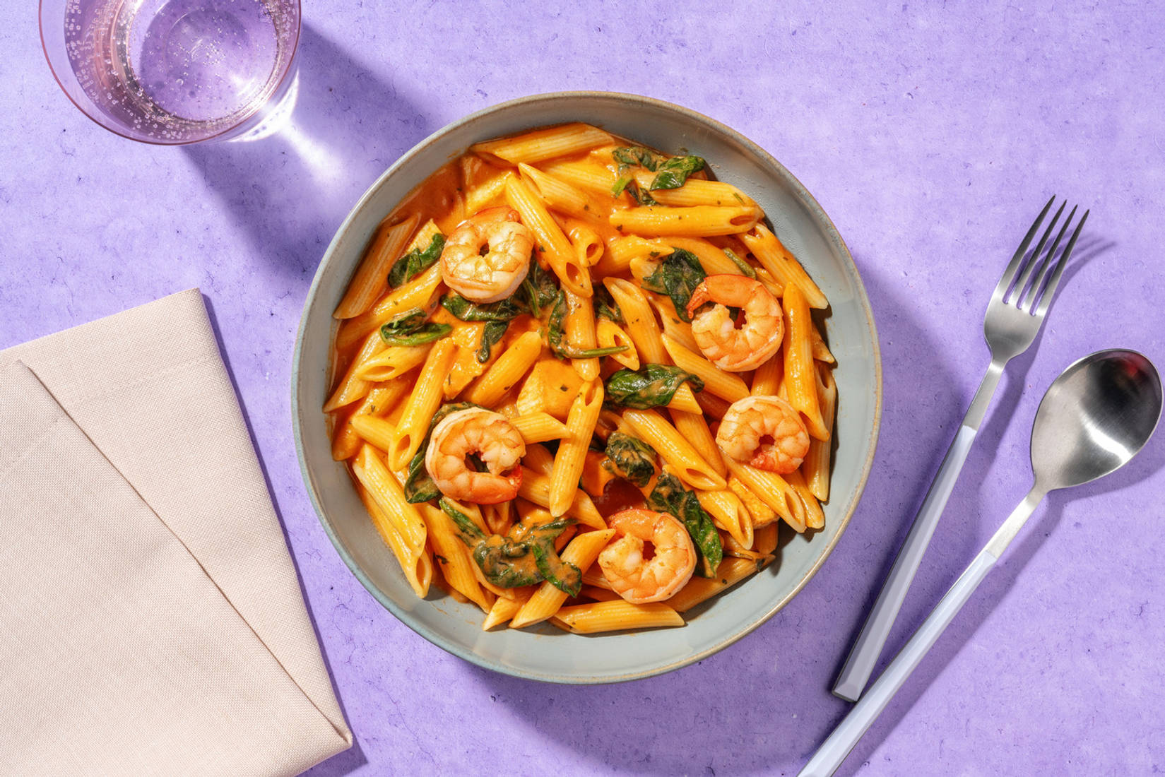 Herby Creamy Tomato Prawn Penne