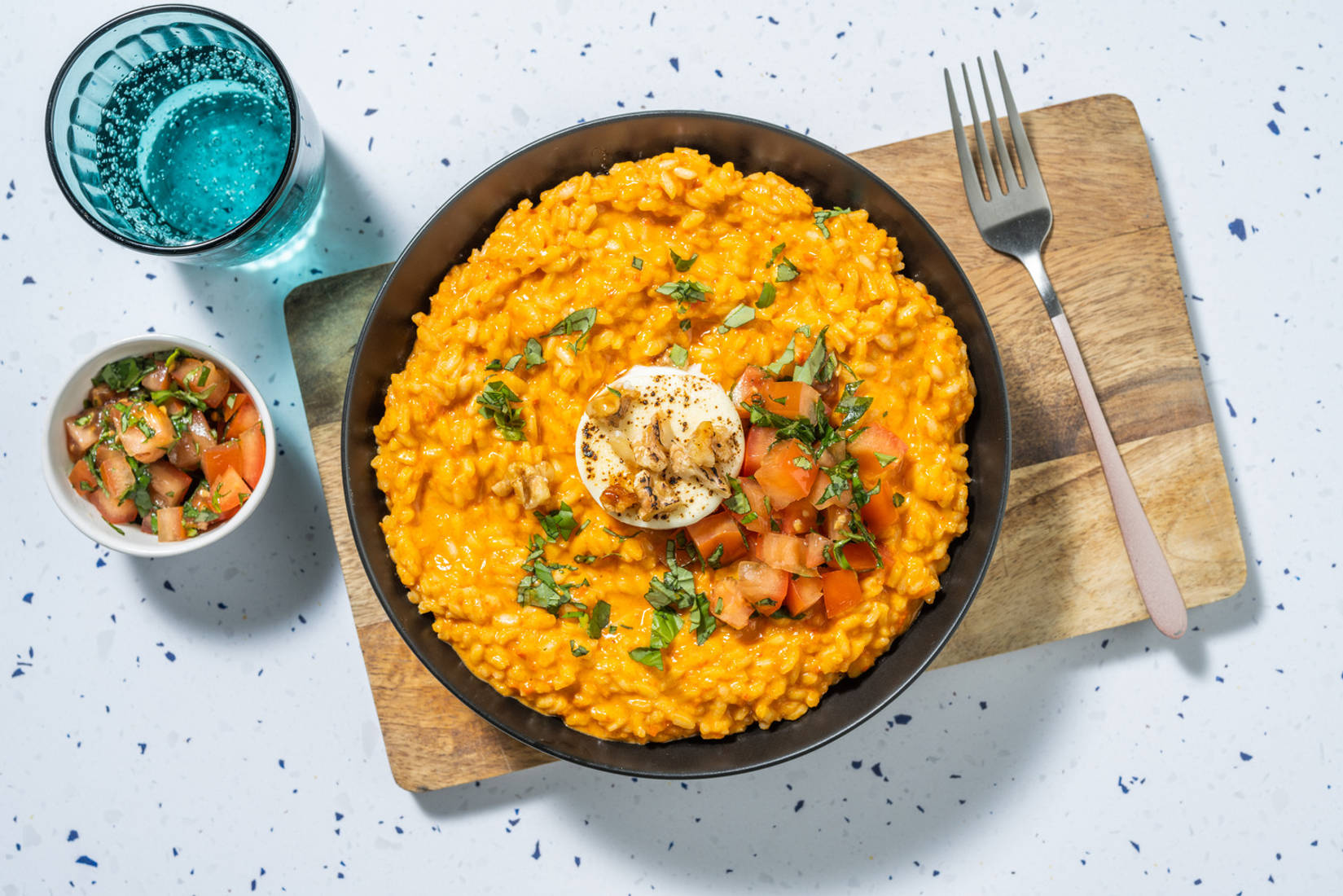 Gerookte-paprikarisotto met honinggeitenkaas