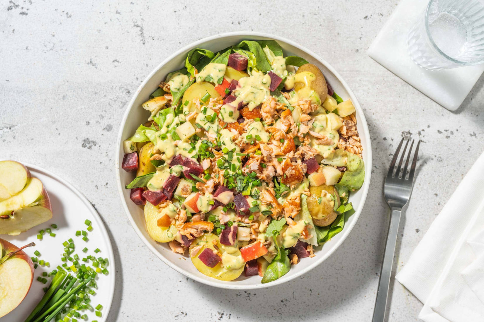 Salade de grenailles au thon et à la betterave