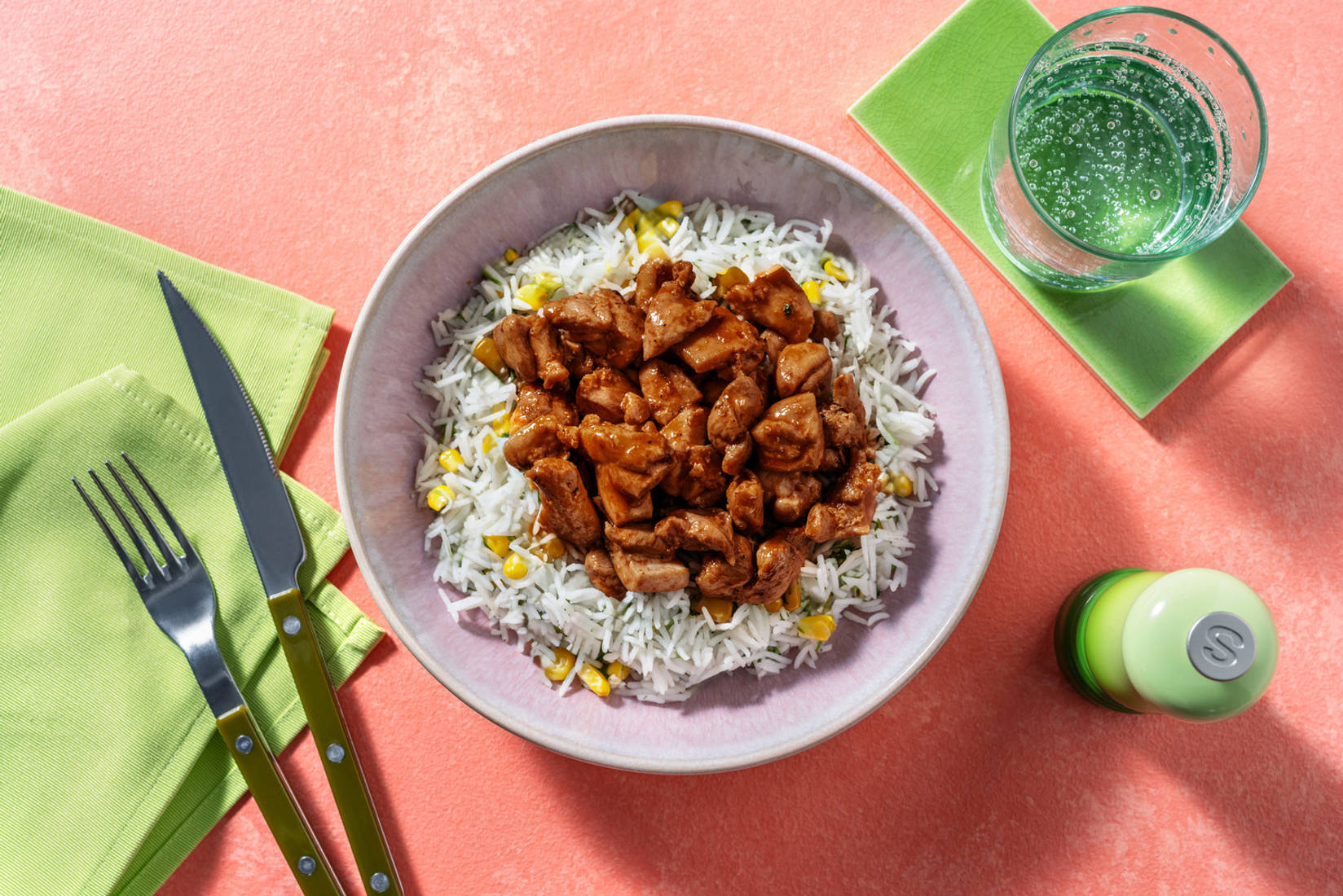 Muslo de pollo en salsa barbacoa oriental