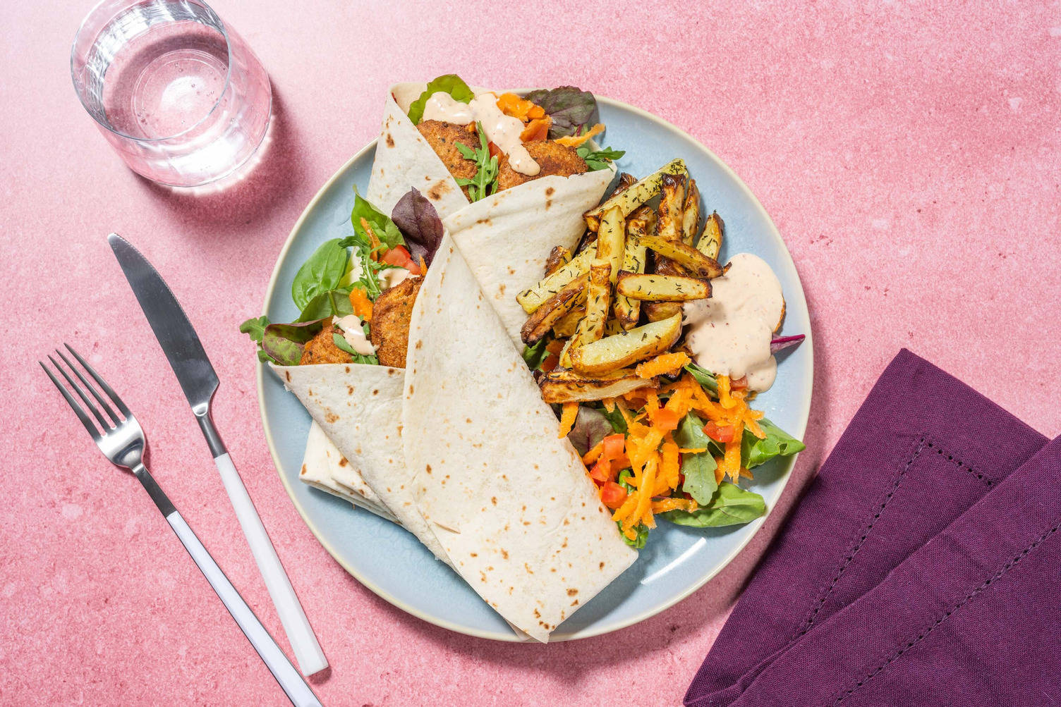 Baked Falafel and Salad Wraps