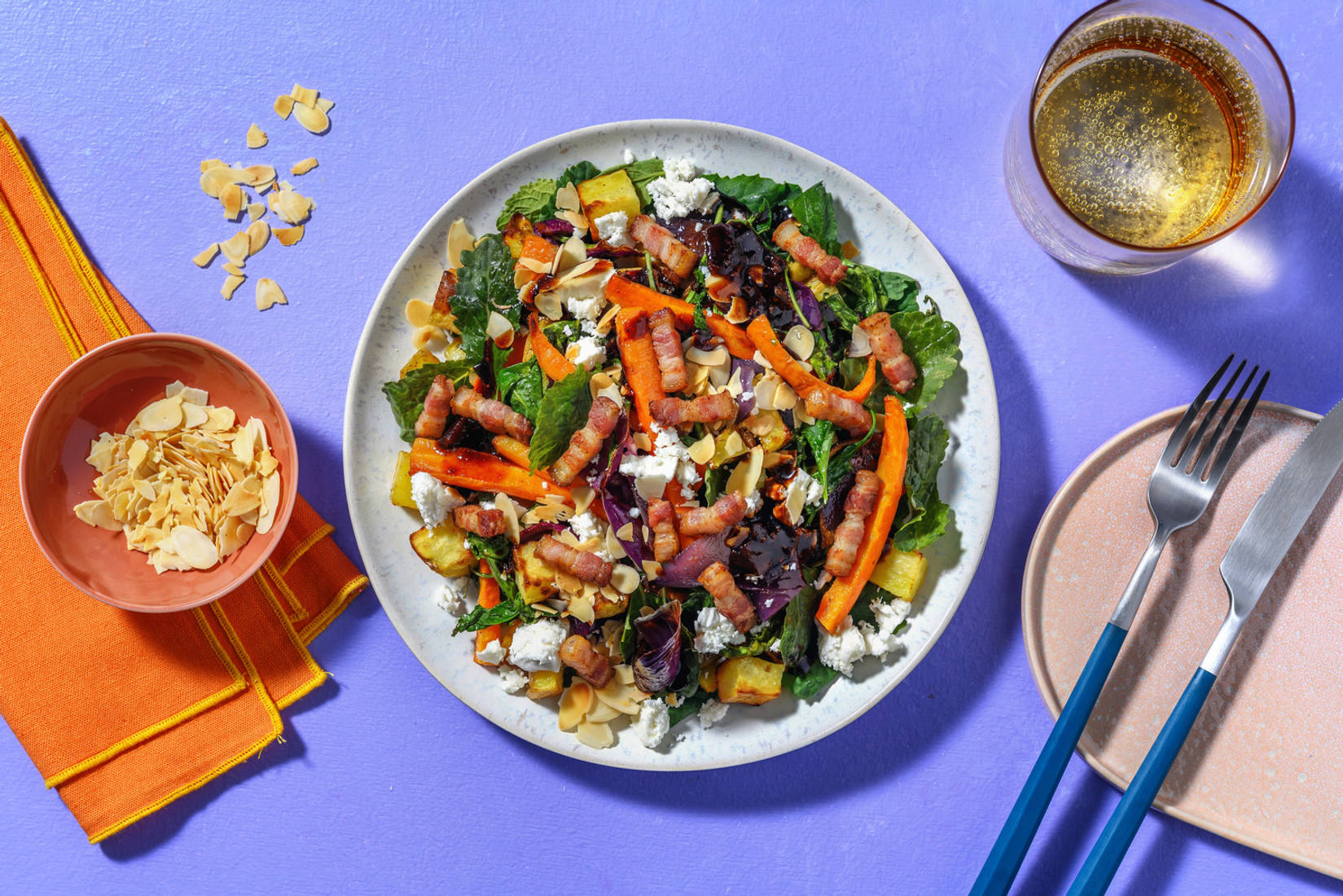 Bacon, Goat's Cheese, Roast Potato and Kale Salad