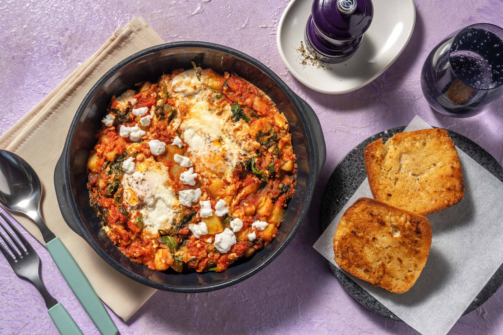 Shakshuka met aardappel en Italiaanse kruiden