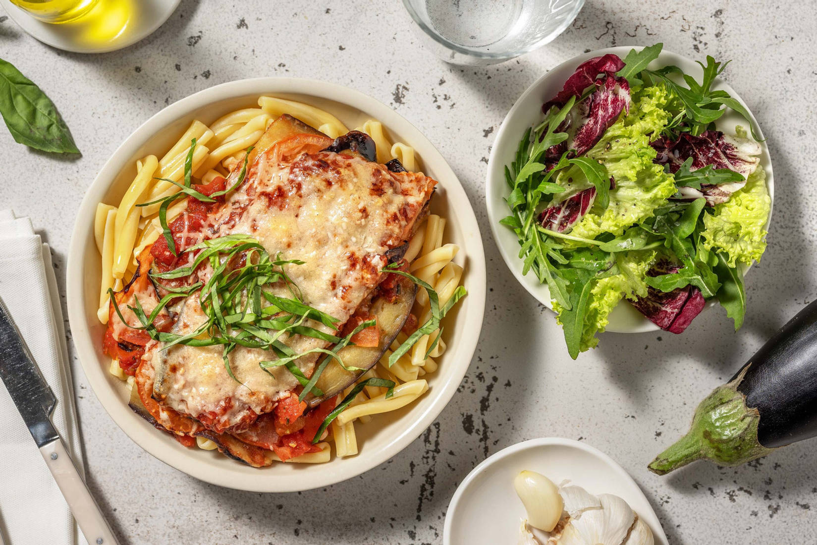 Aubergine uit de oven met casarecce