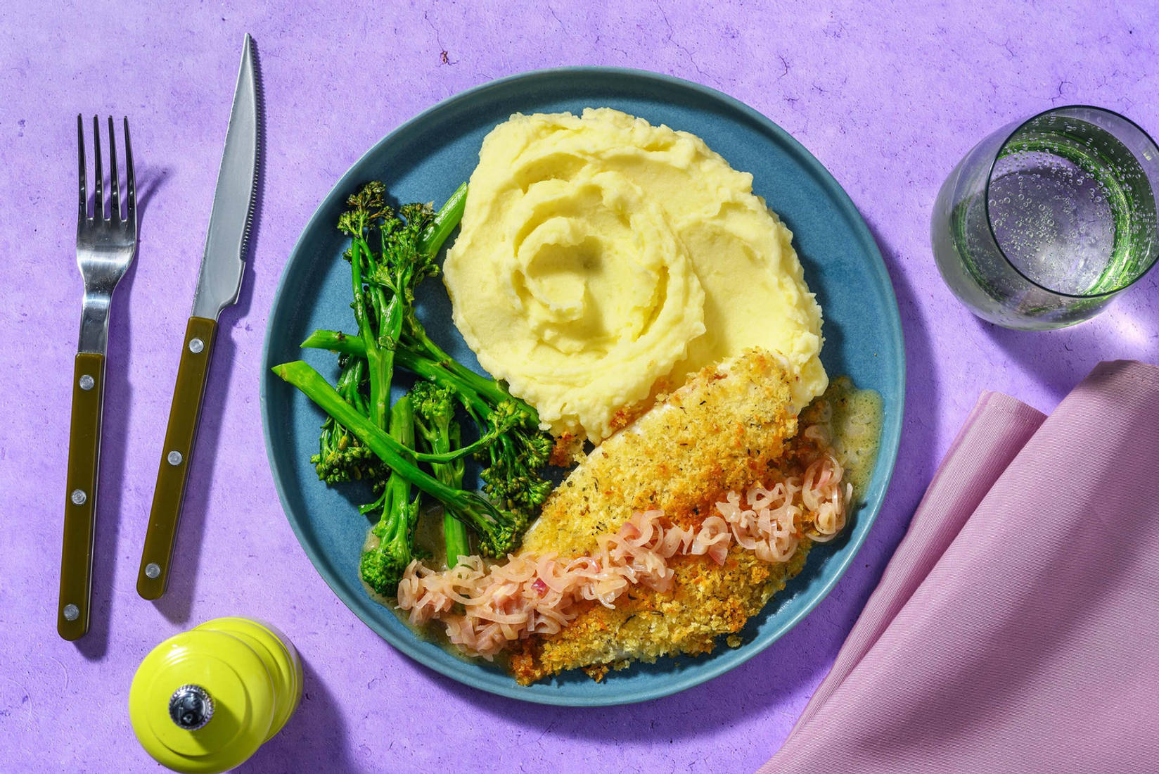 Crusted Basa and Buttery Chive Sauce