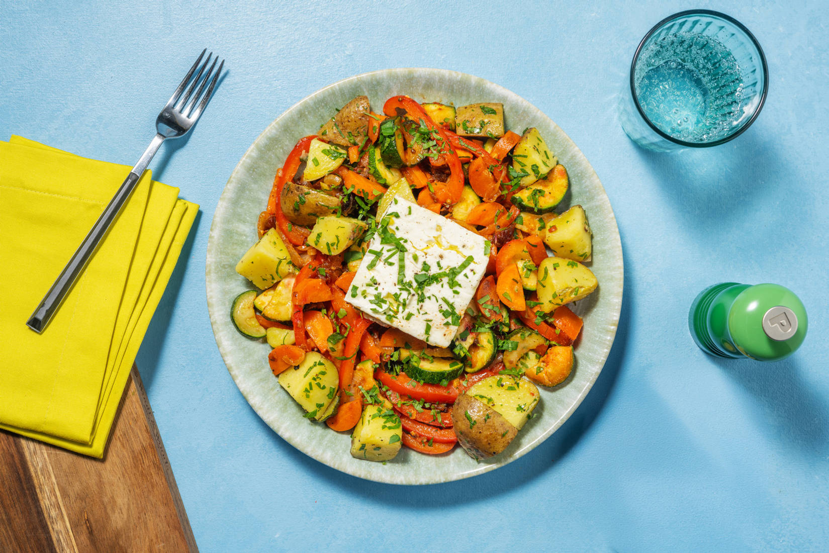 Mijoté à la marocaine et fromage à la grecque