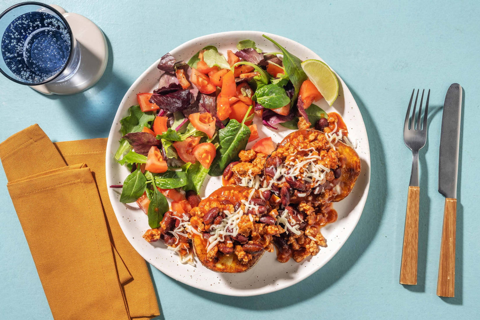 Cajun Beef Chilli Jacket Potato and Cheese