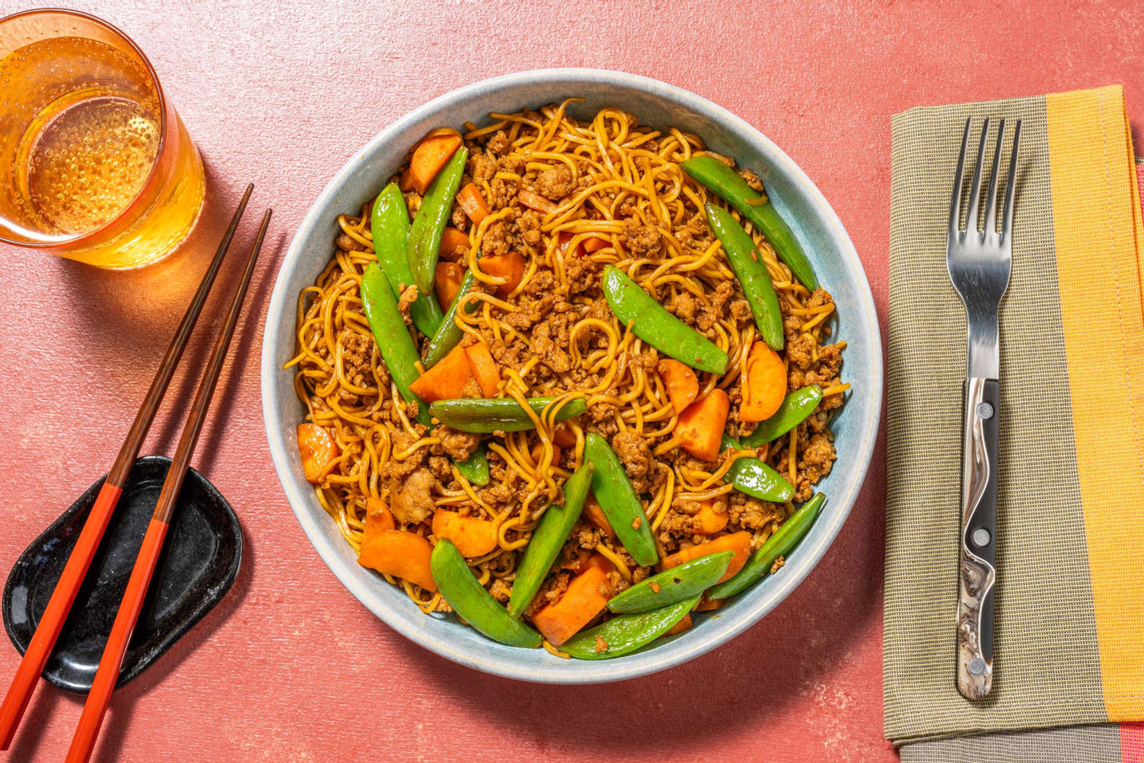 Thai Inspired Pork and Noodle Stir-Fry
