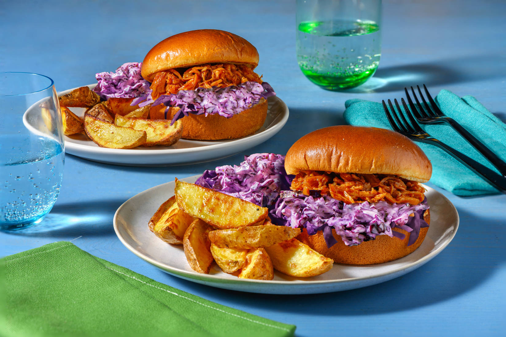 BBQ 'Pulled Chicken'-burgare