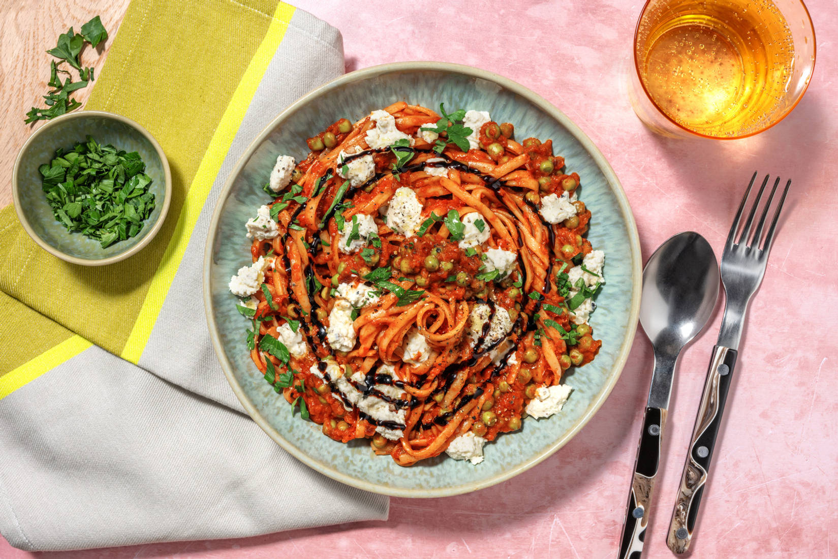 Roasted Pepper and Double Goat's Cheese Pasta