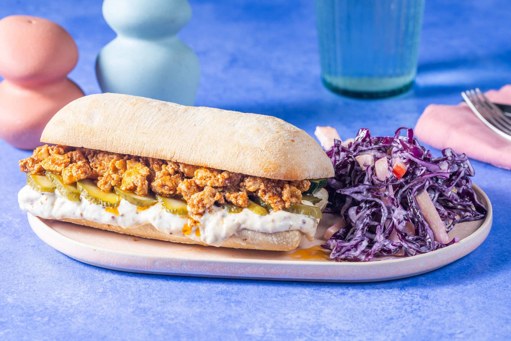 Crumbled BBQ Tofu and Bacon Sandwiches