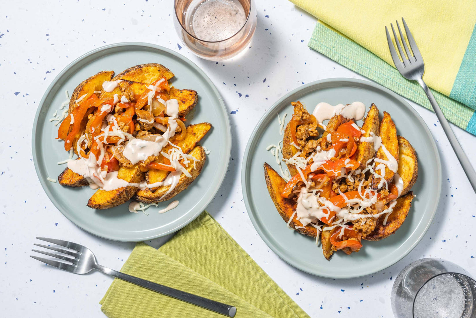 Caribbean Style BBQ Pork Loaded Wedges