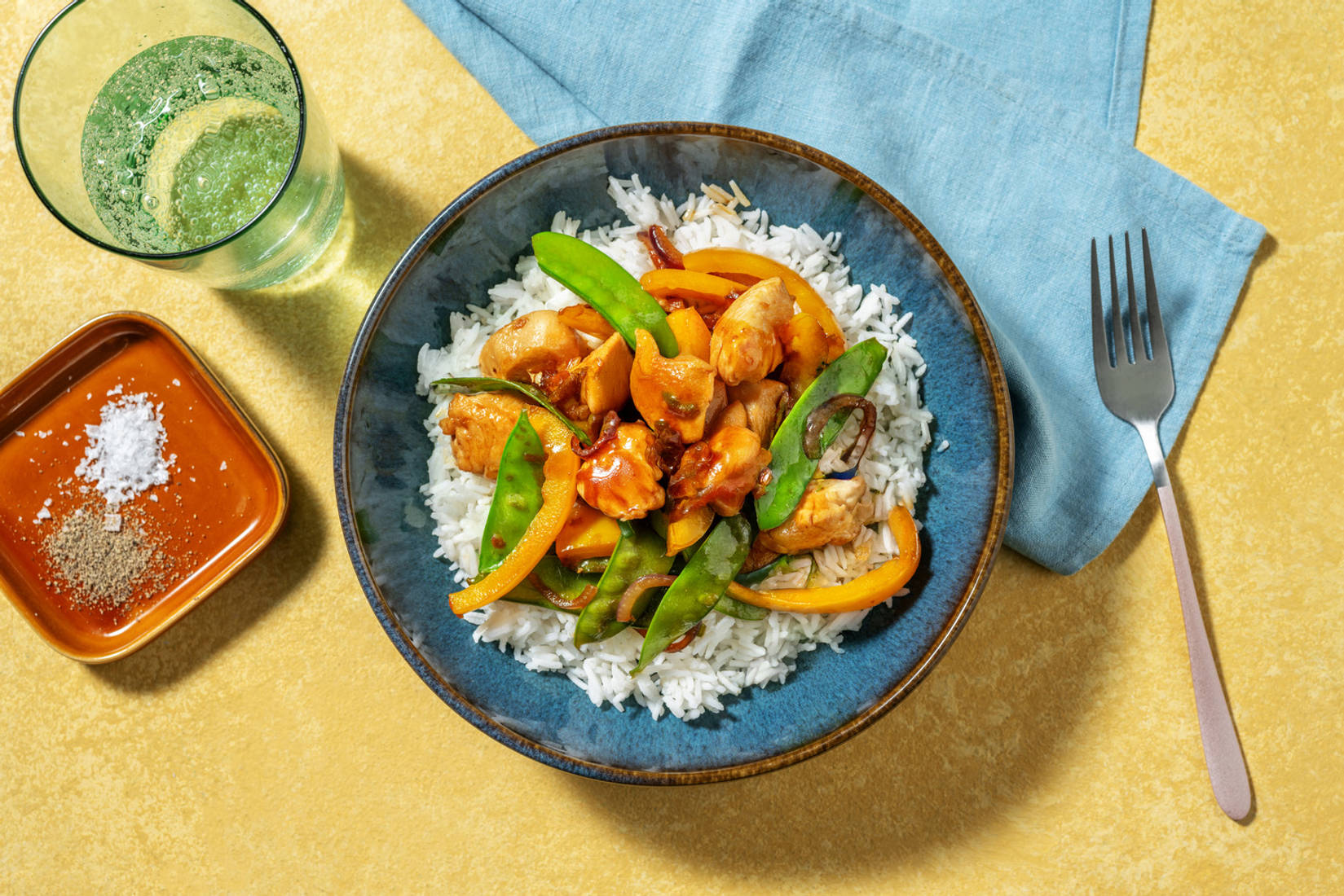 Teppanyaki de pollo con verduras