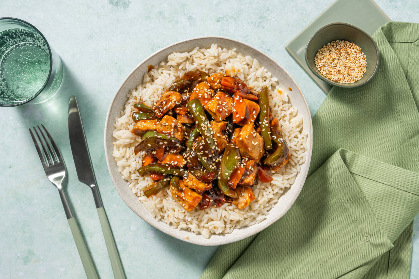 Mazzancolle ai peperoni e marinata asiatica