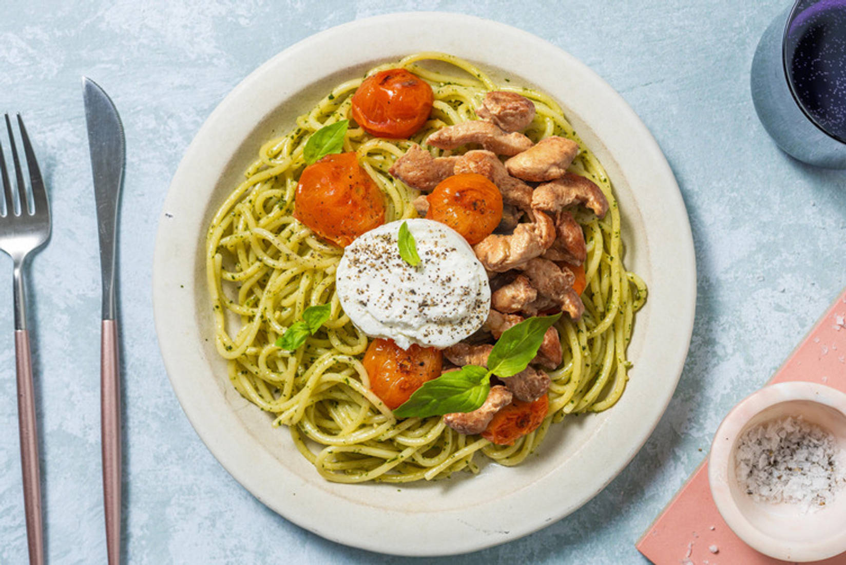 Spaghetti Bufala mit extra Bio-Hähnchen