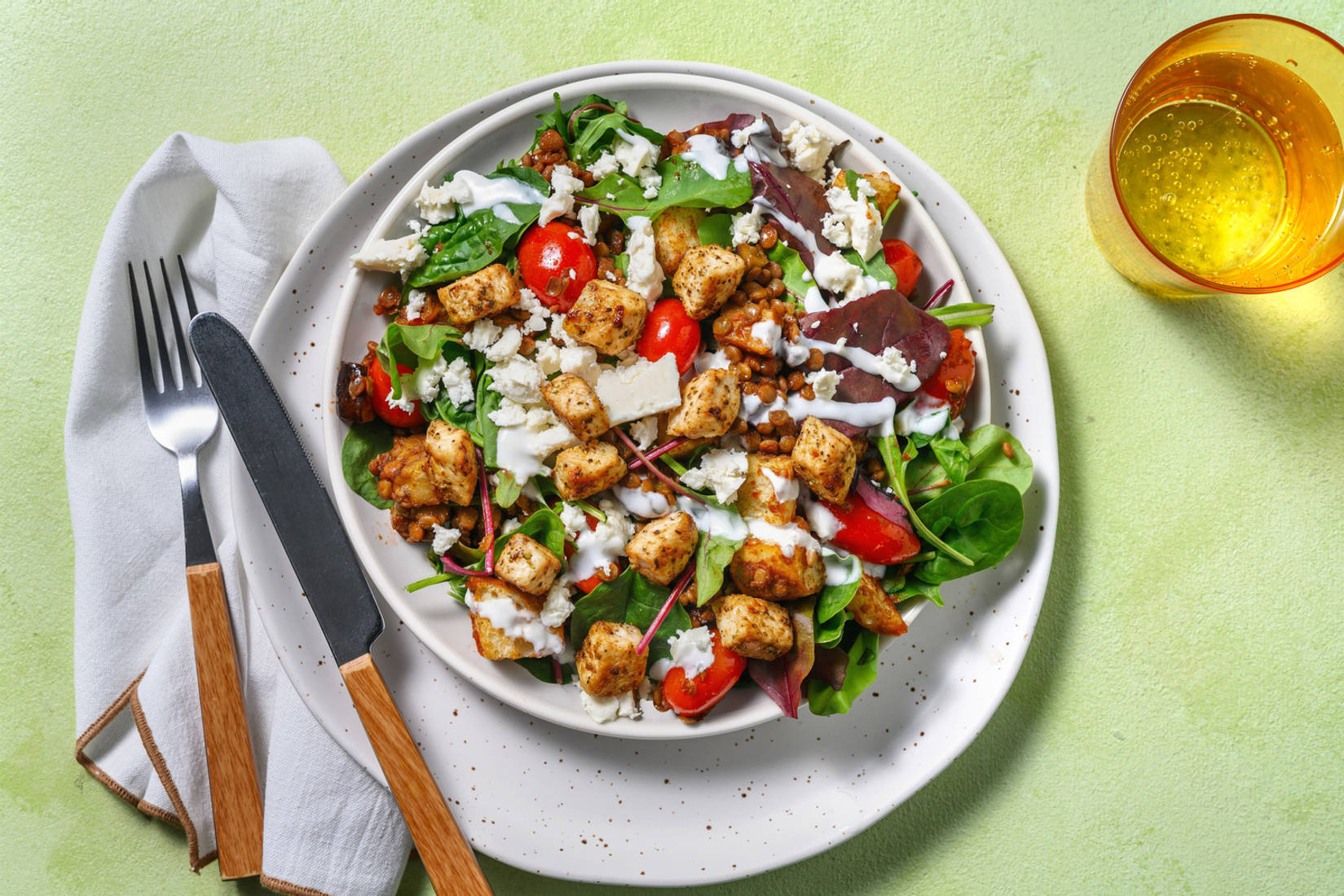 Warm Roasted Tomato, Lentil and Chicken Salad