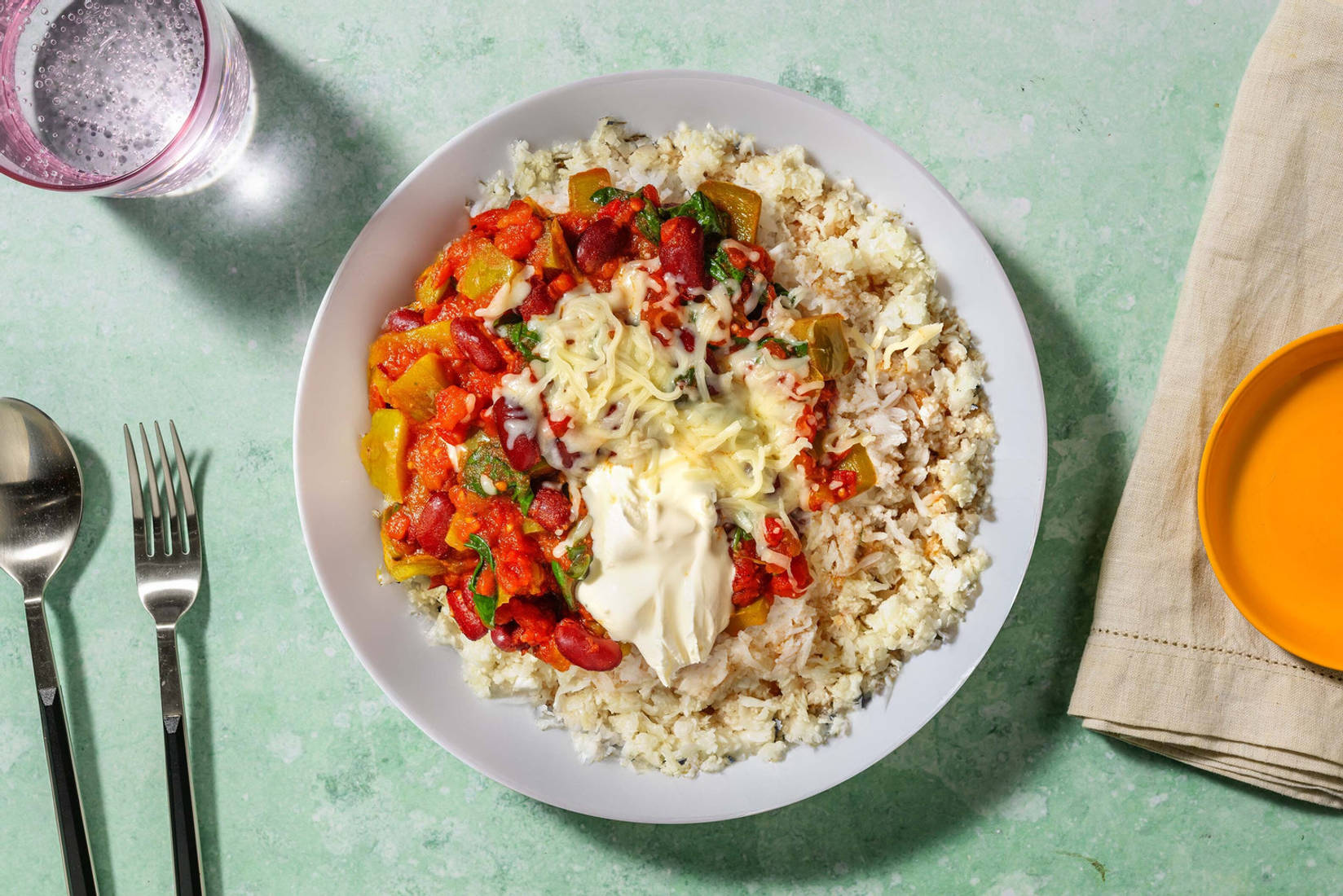 Speedy Veggie Beany Stew and Cauliflower Rice
