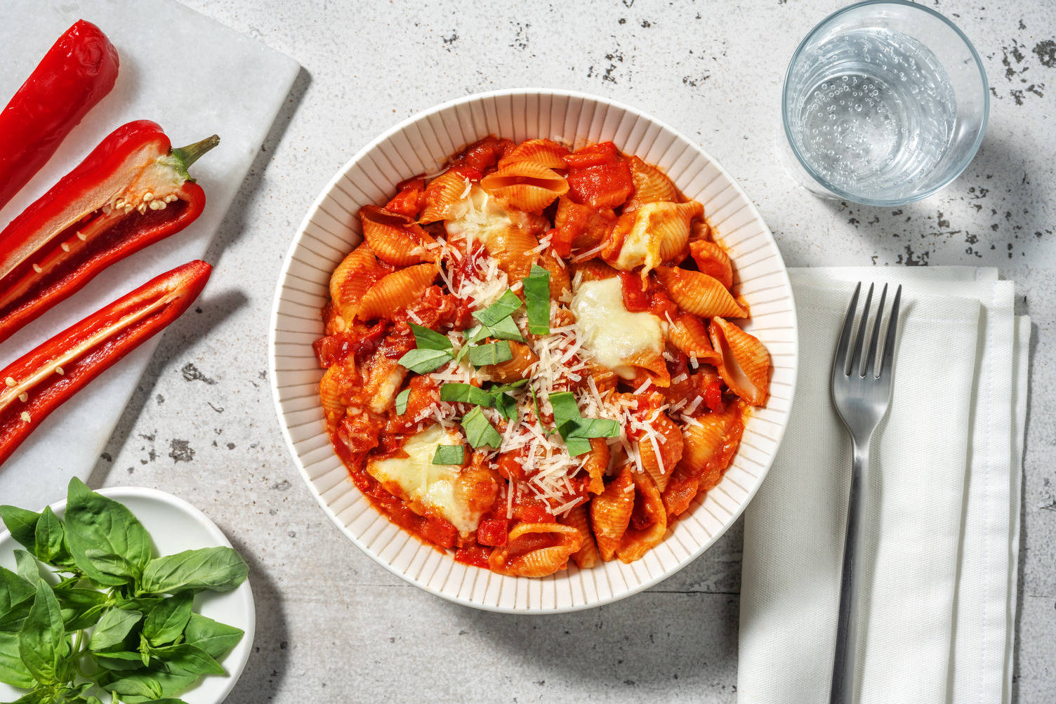 Conchiglie al forno gratinées à la mozzarella