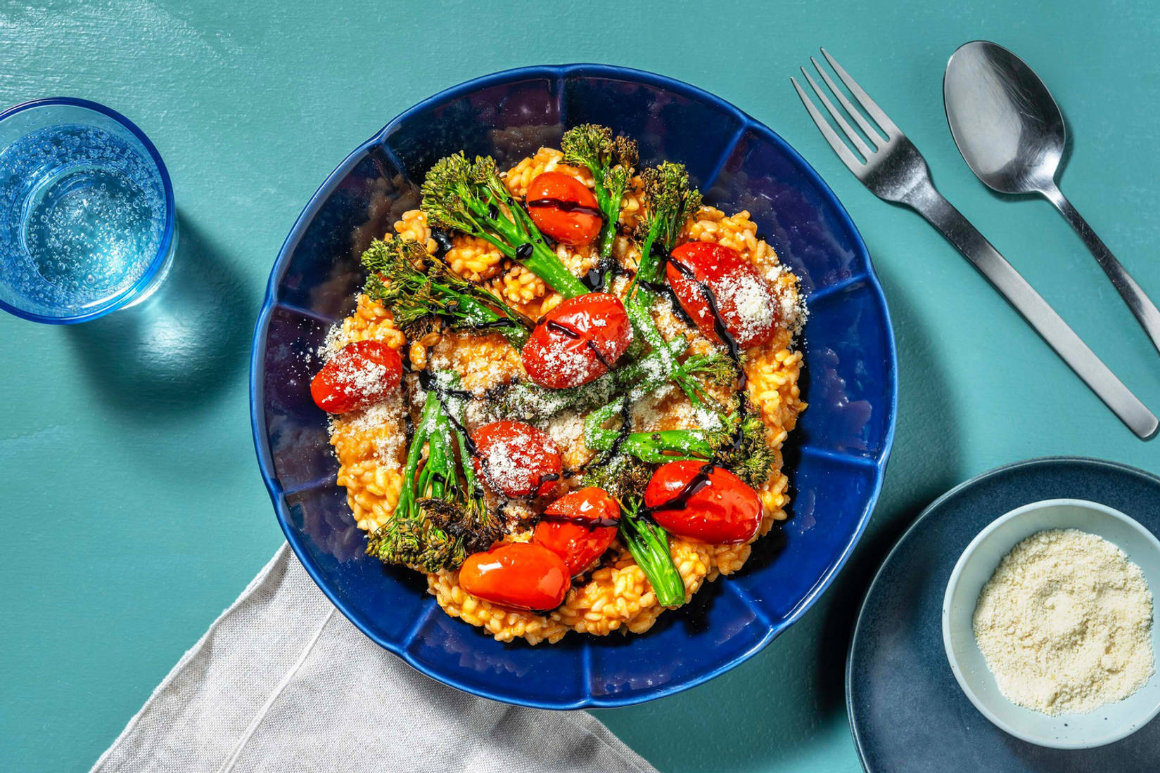 Roasted Tenderstem®  Broccoli and Baby Plum Tomato Risotto