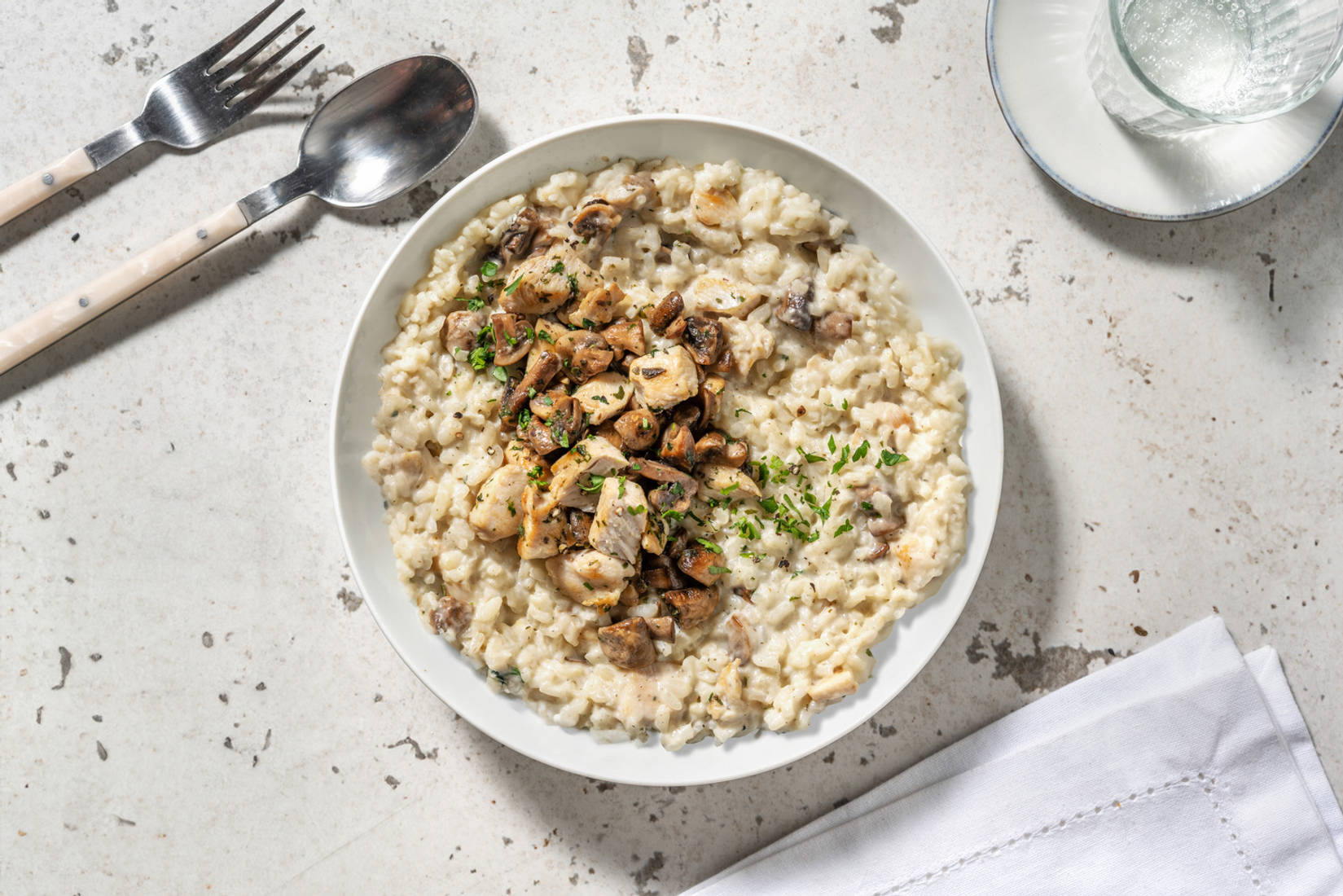 Risotto frenchy poulet & champignons de Paris