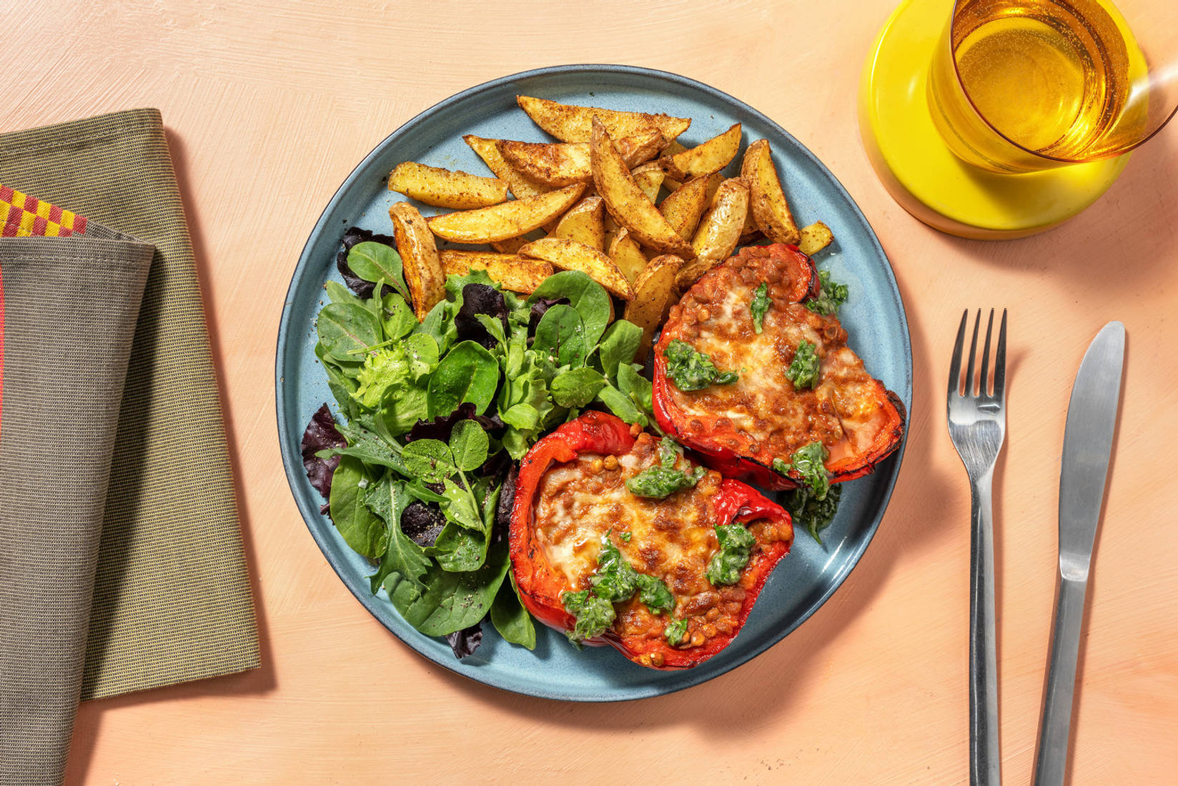 Peri Peri Spiced Stuffed Pepper and Chips