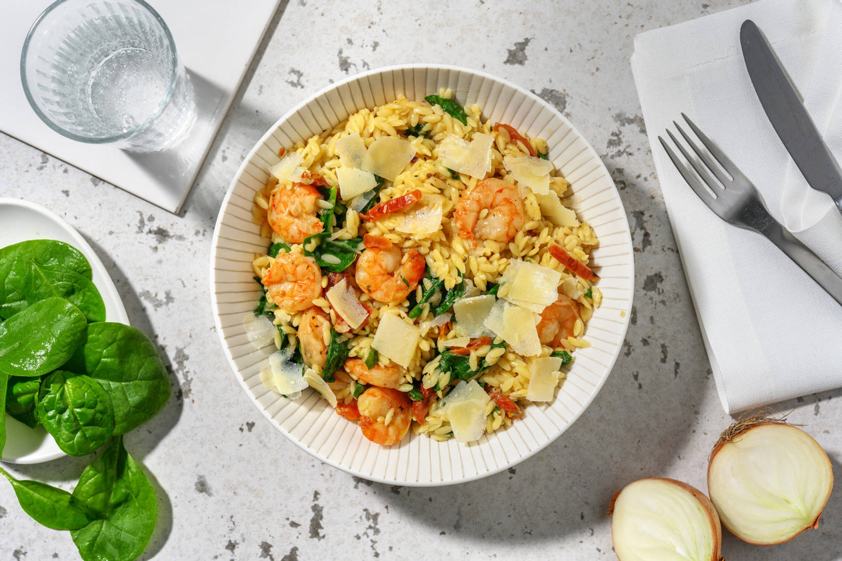 One pot crevettes & orzo à la toscane