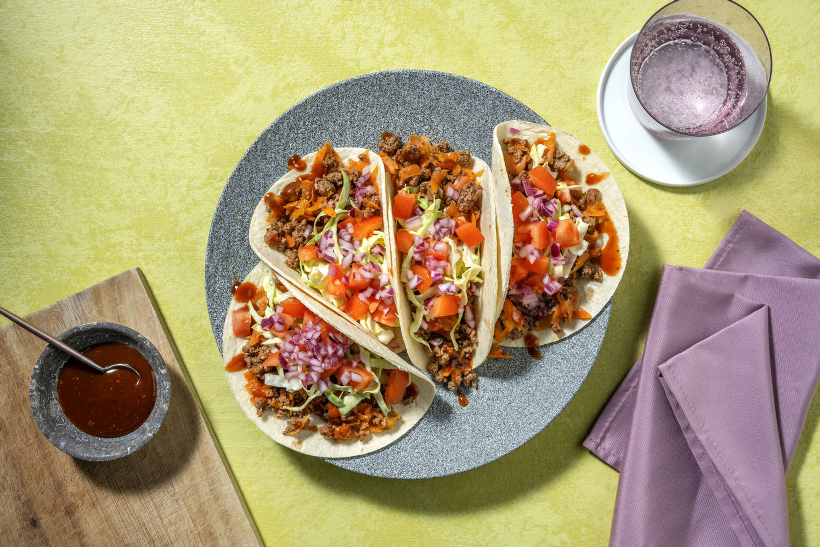 Amerikansk BBQ-krydret kjøttdeigtaco