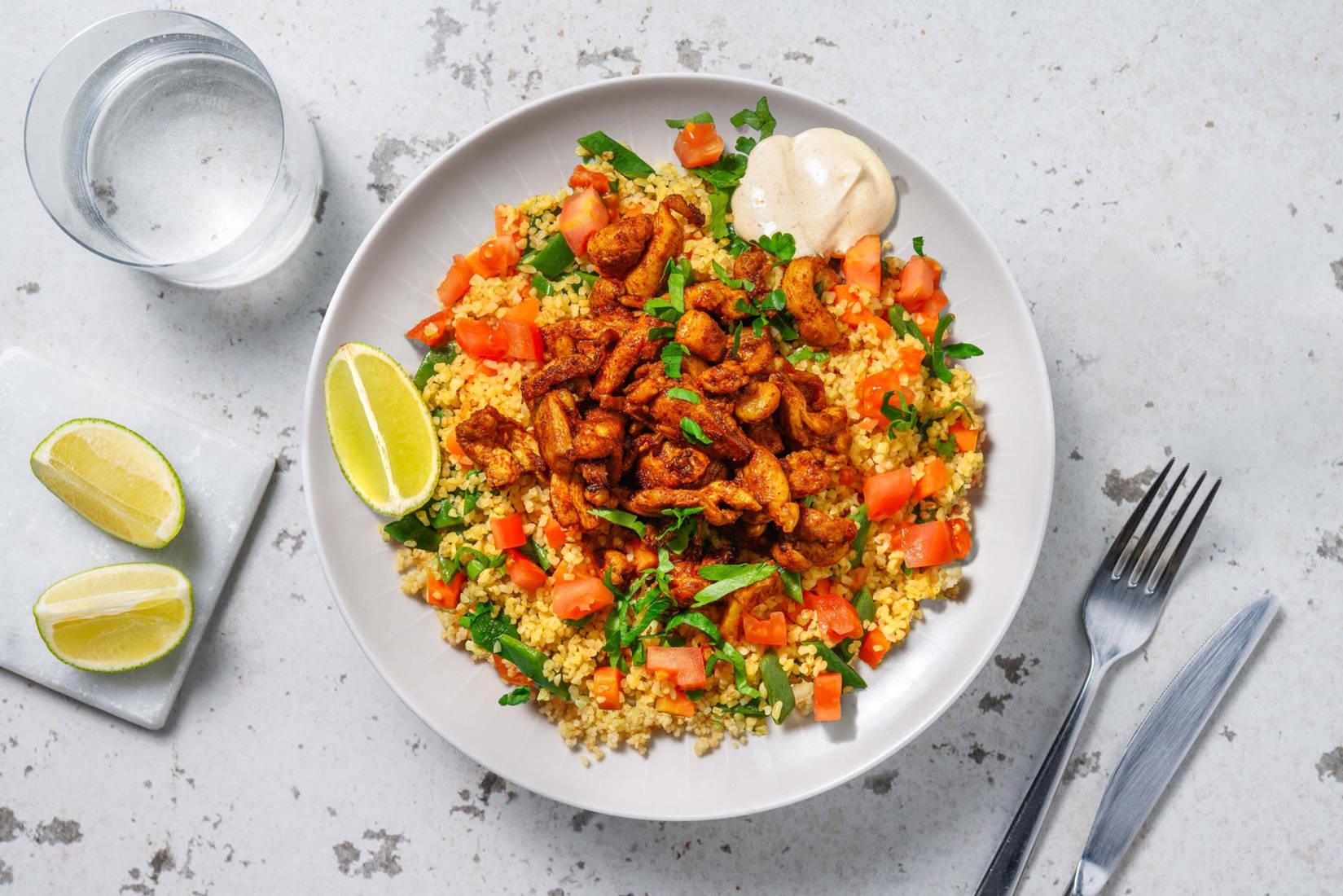 Gyros de poulet et boulgour