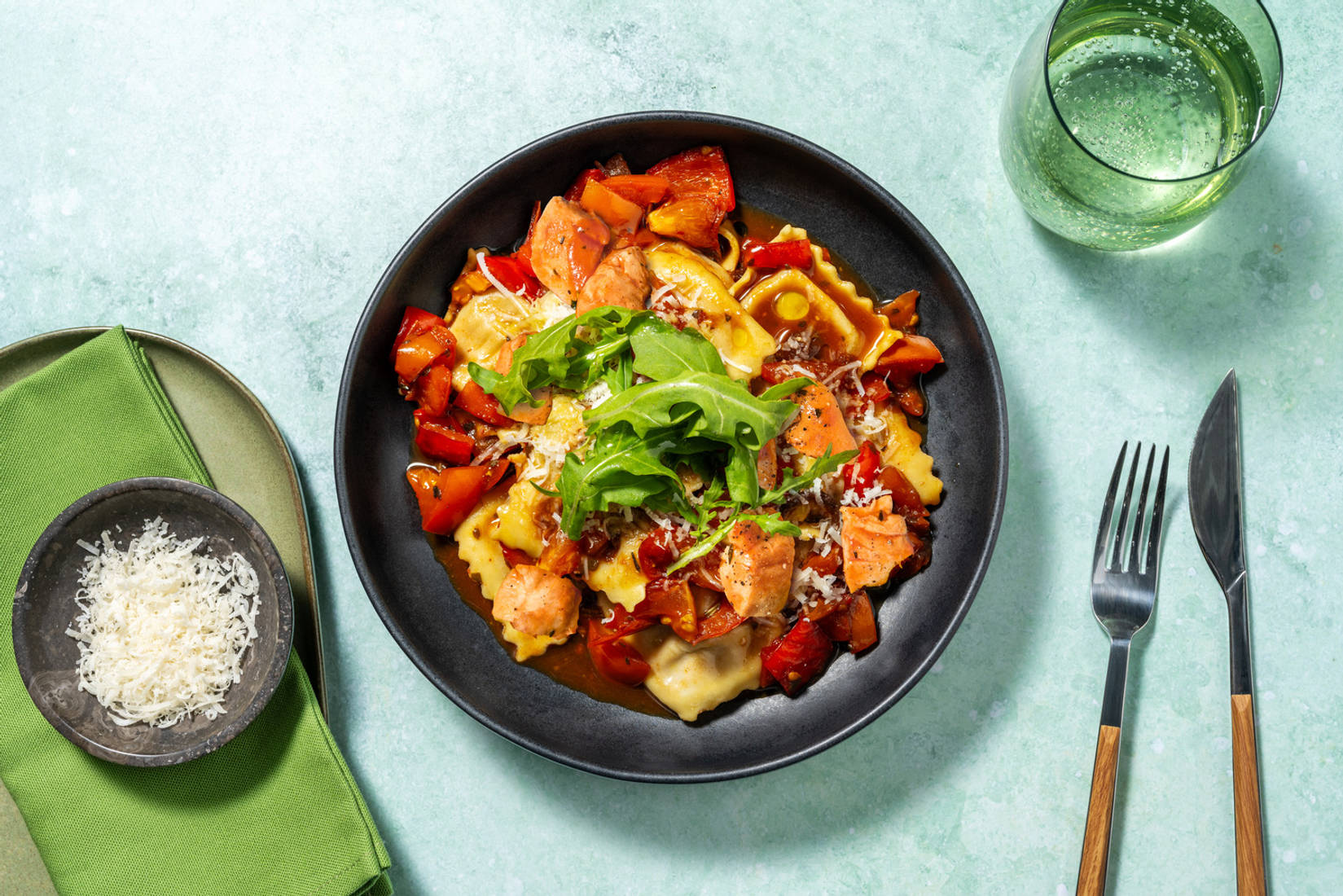 Arrabbiata Style Chicken, Spinach and Ricotta Ravioli