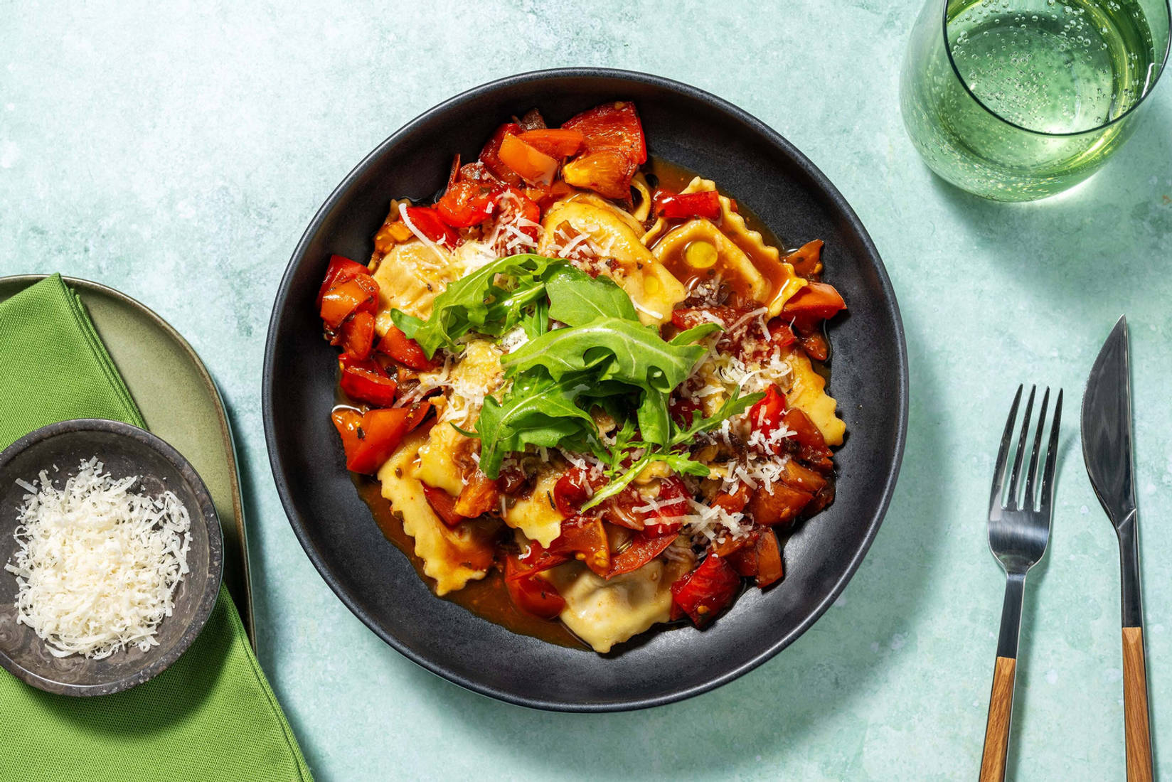 Arrabbiata Style Spinach and Ricotta Ravioli