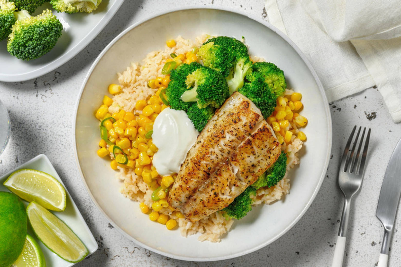 Mexican Bowl mit Knoblauch-Fischfilet