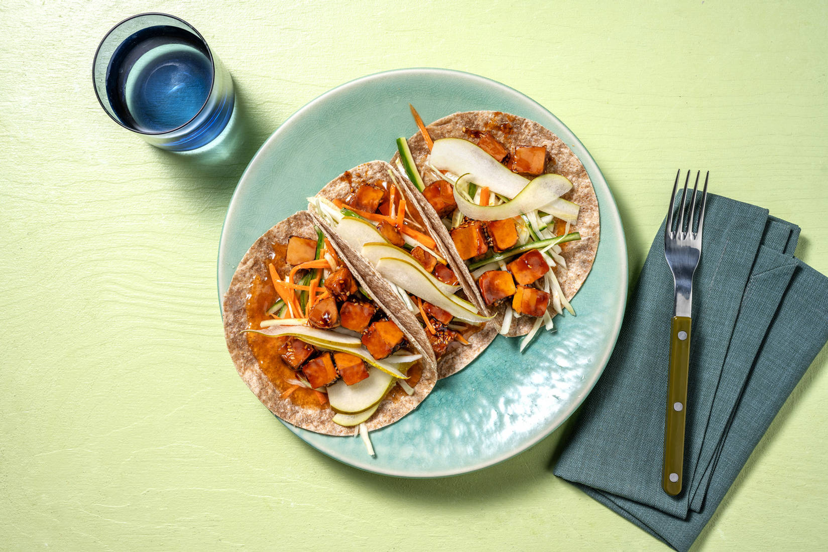 Wraps de légumes à l'aigre-douce et tofu mariné