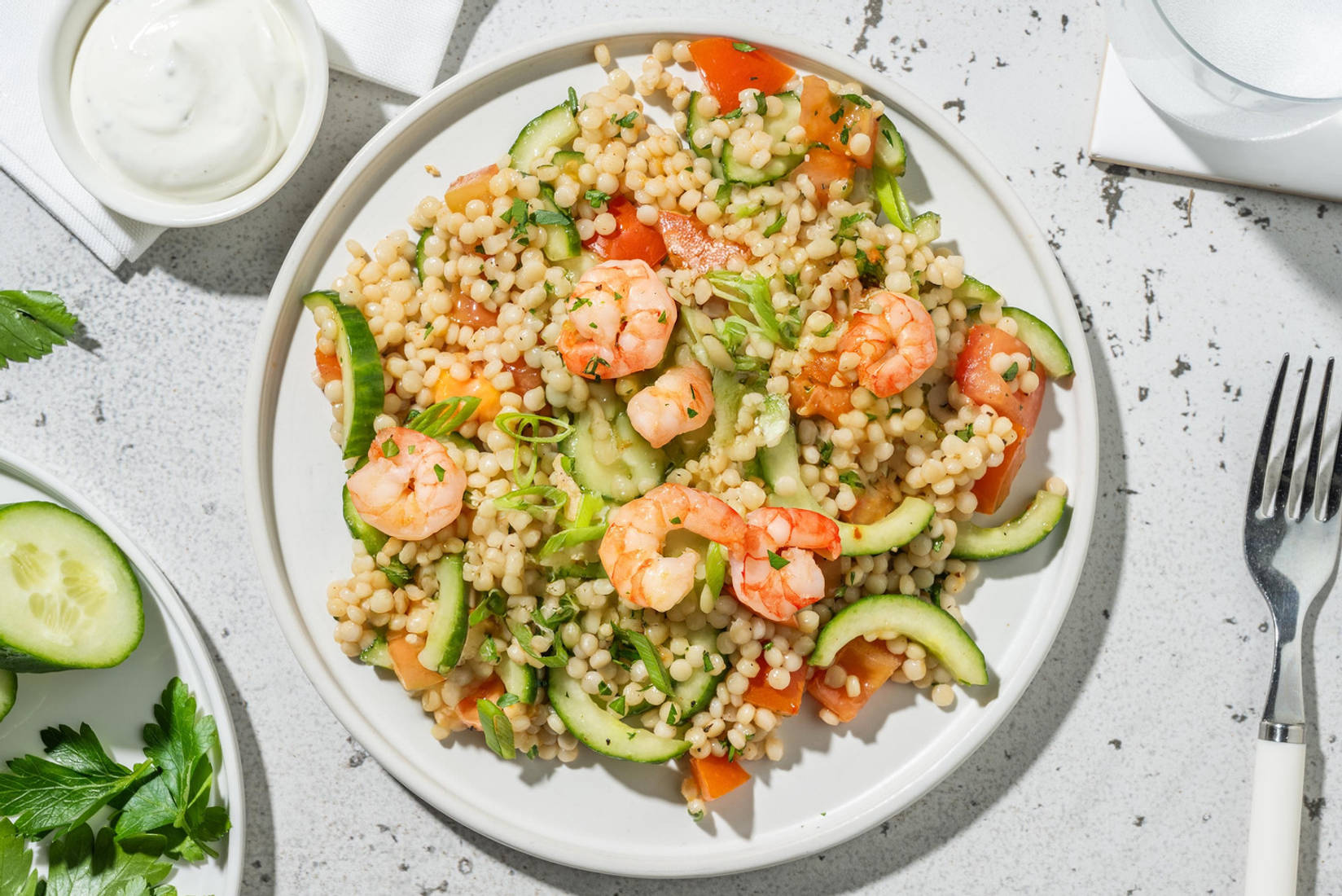 One-Pot: Garnelen-Perlcouscous-Salat