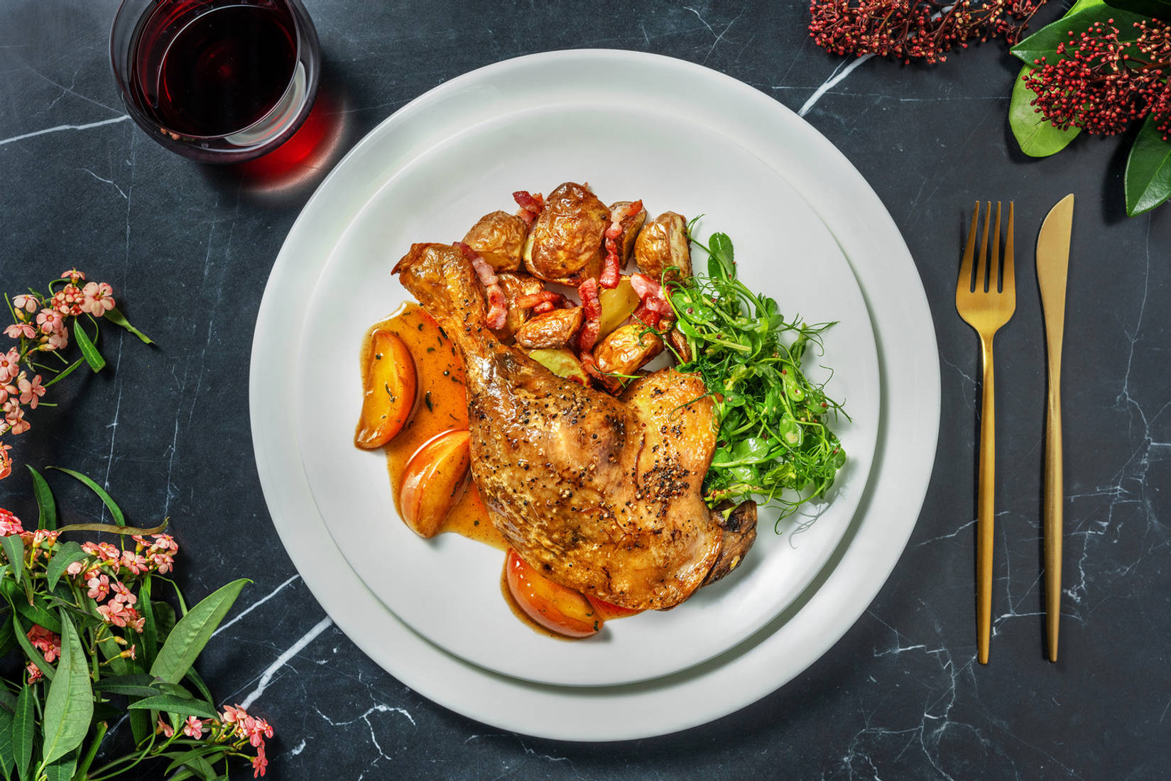 Duck Leg Confit and Bacon Potatoes