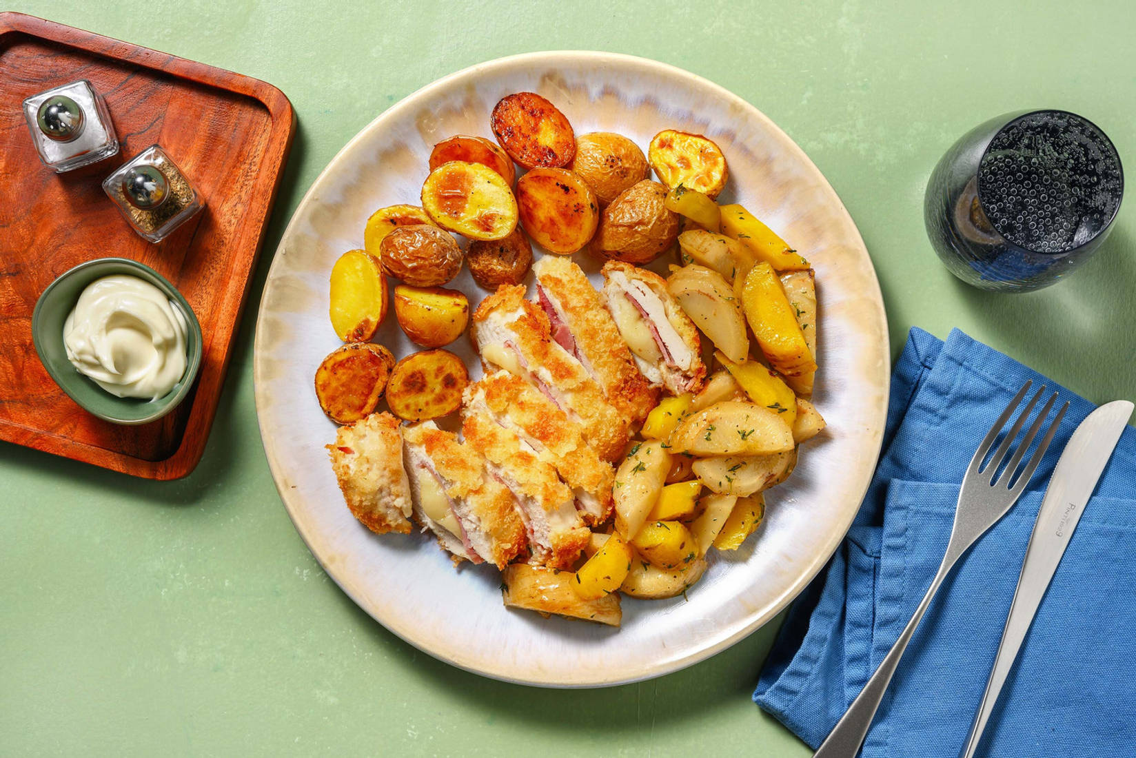 Zelfgemaakte kip cordon bleu