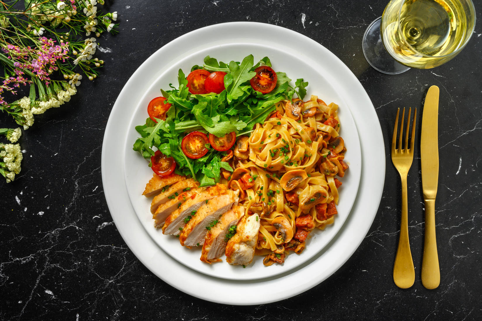 Chicken, Chorizo & Mushroom Tagliatelle Alfredo