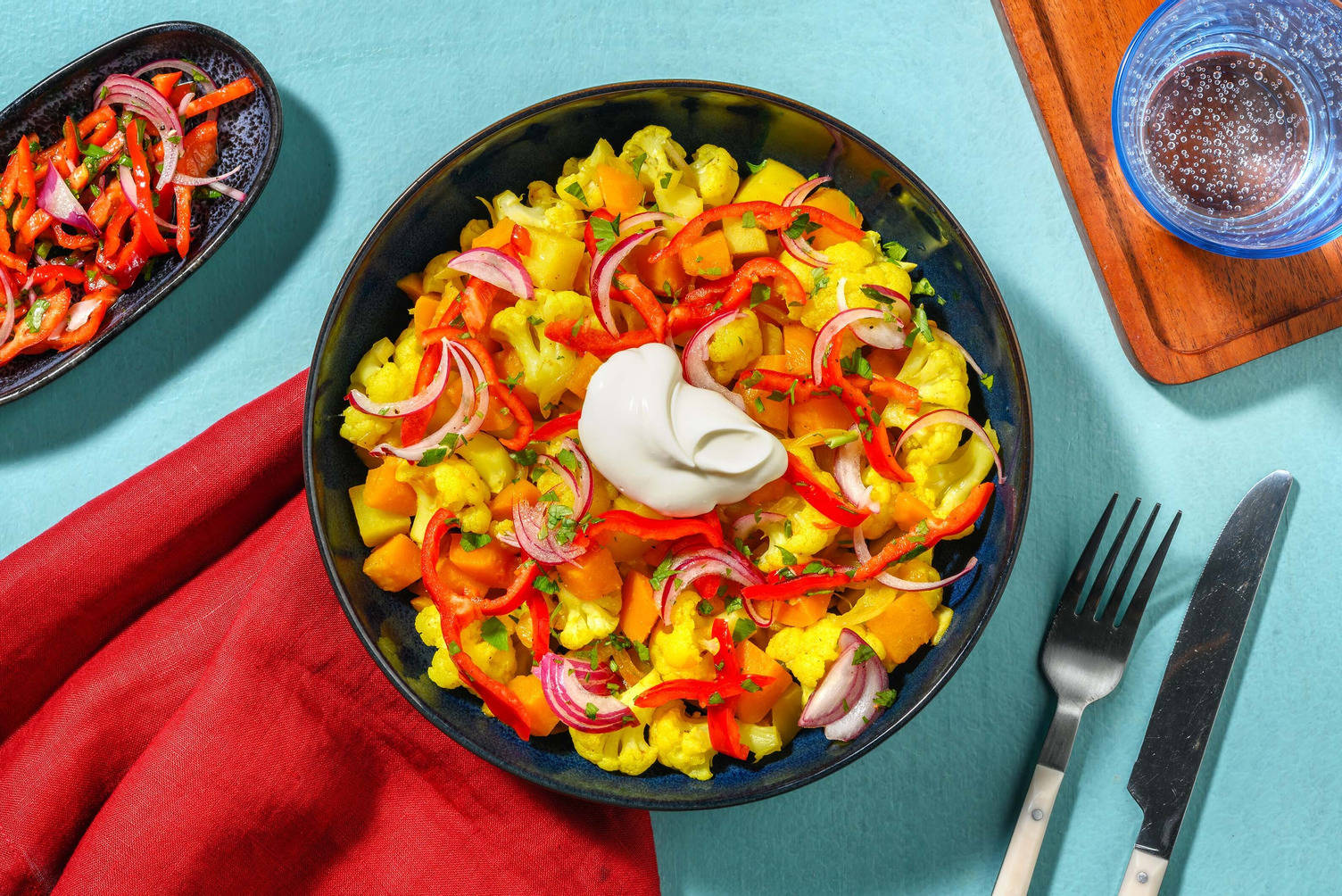 Bunte Kartoffelpfanne mit Kürbis & Blumenkohl