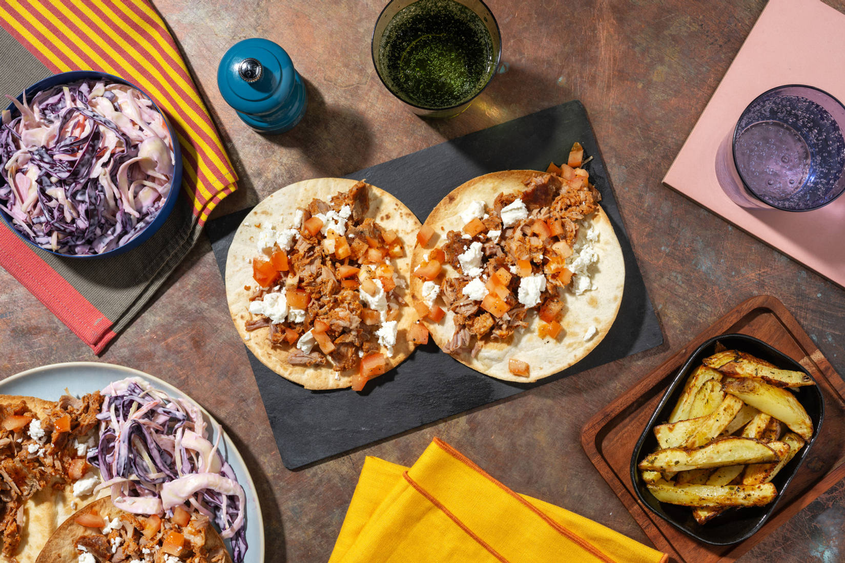 Honey Harissa Pulled Pork Tostadas