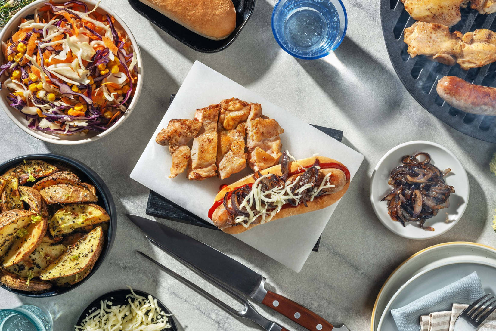 Peri Peri BBQ Chicken and Smoky Sausages in Buns