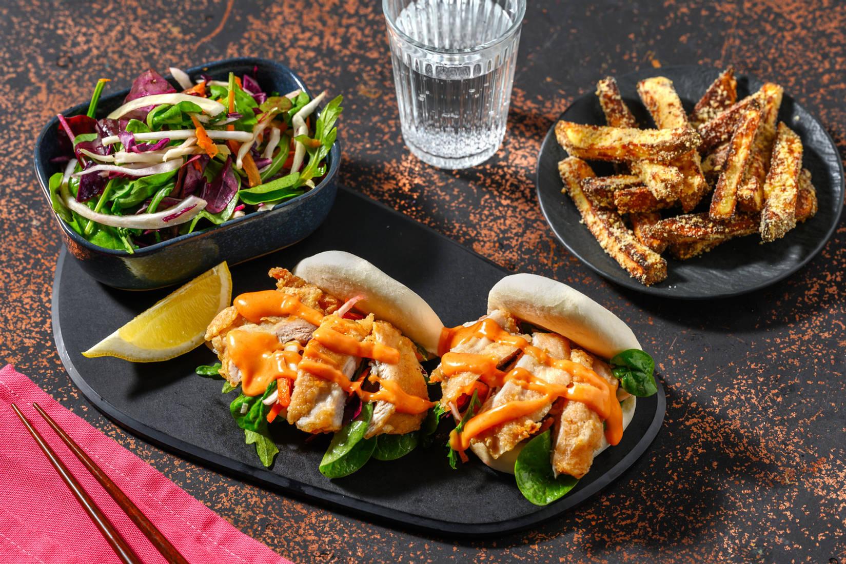 Hot Honey Fried Chicken Bao Buns