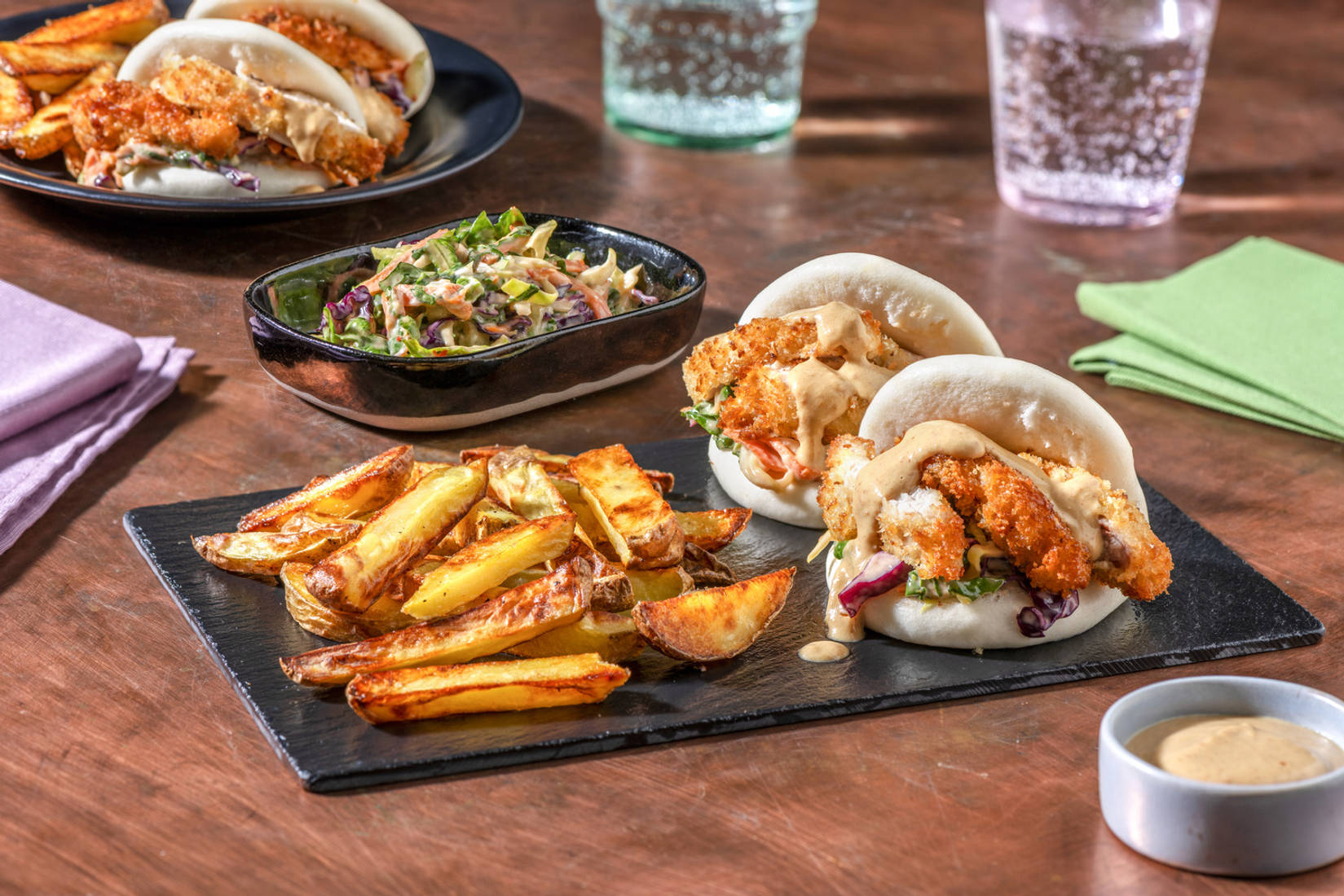 Thai Inspired Fried Chicken Bao Buns