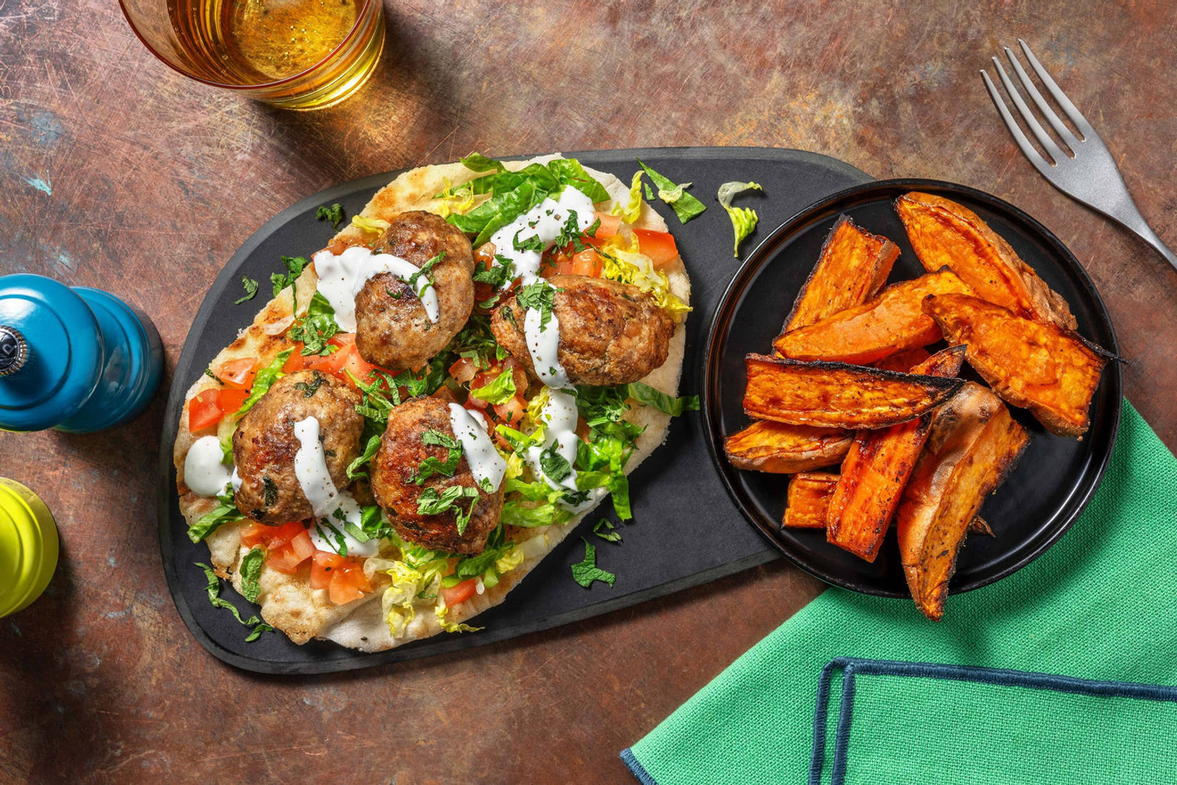 Herby Lamb Koftas on Garlic Naans