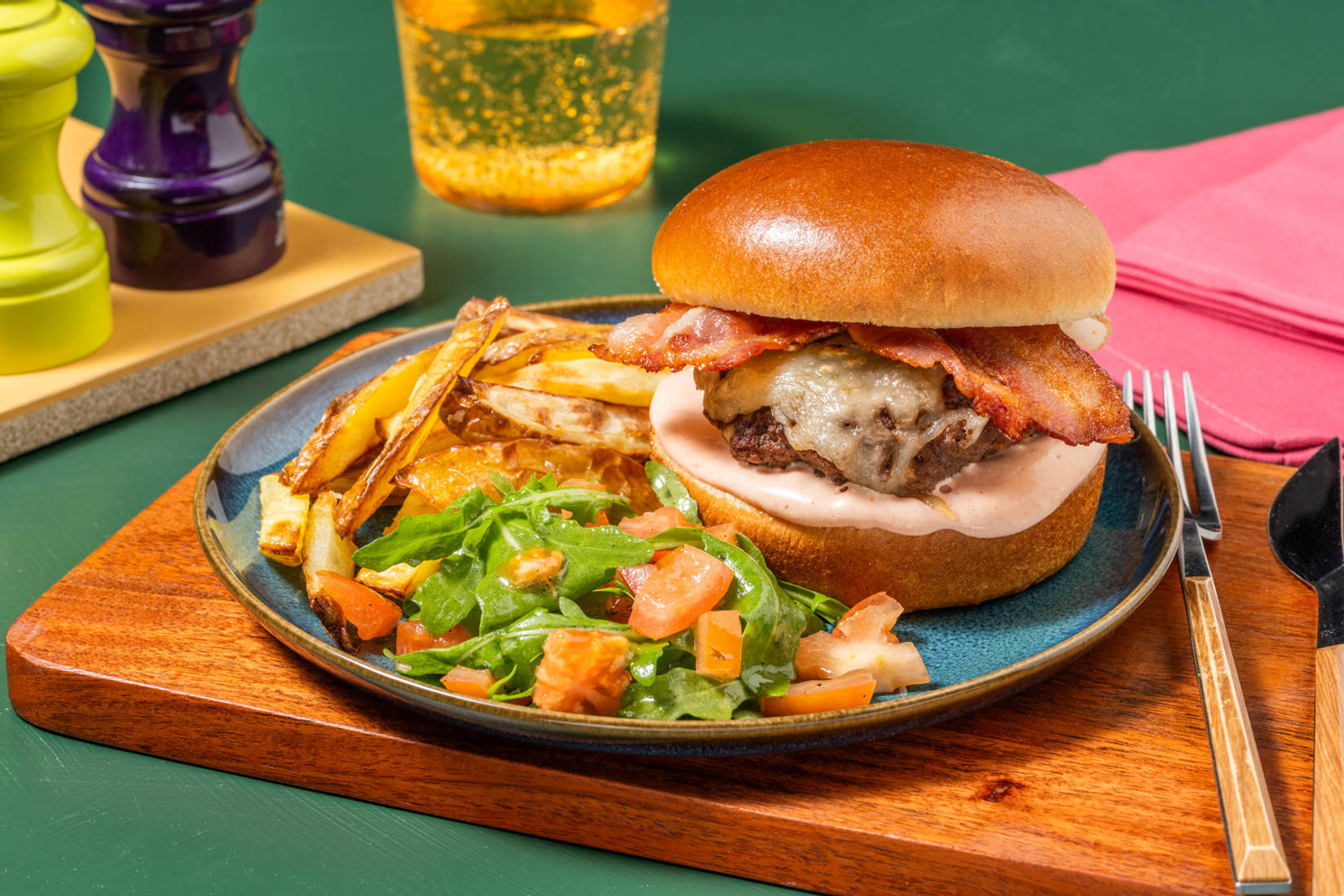 Ultimate Bacon Cheeseburger and Chips