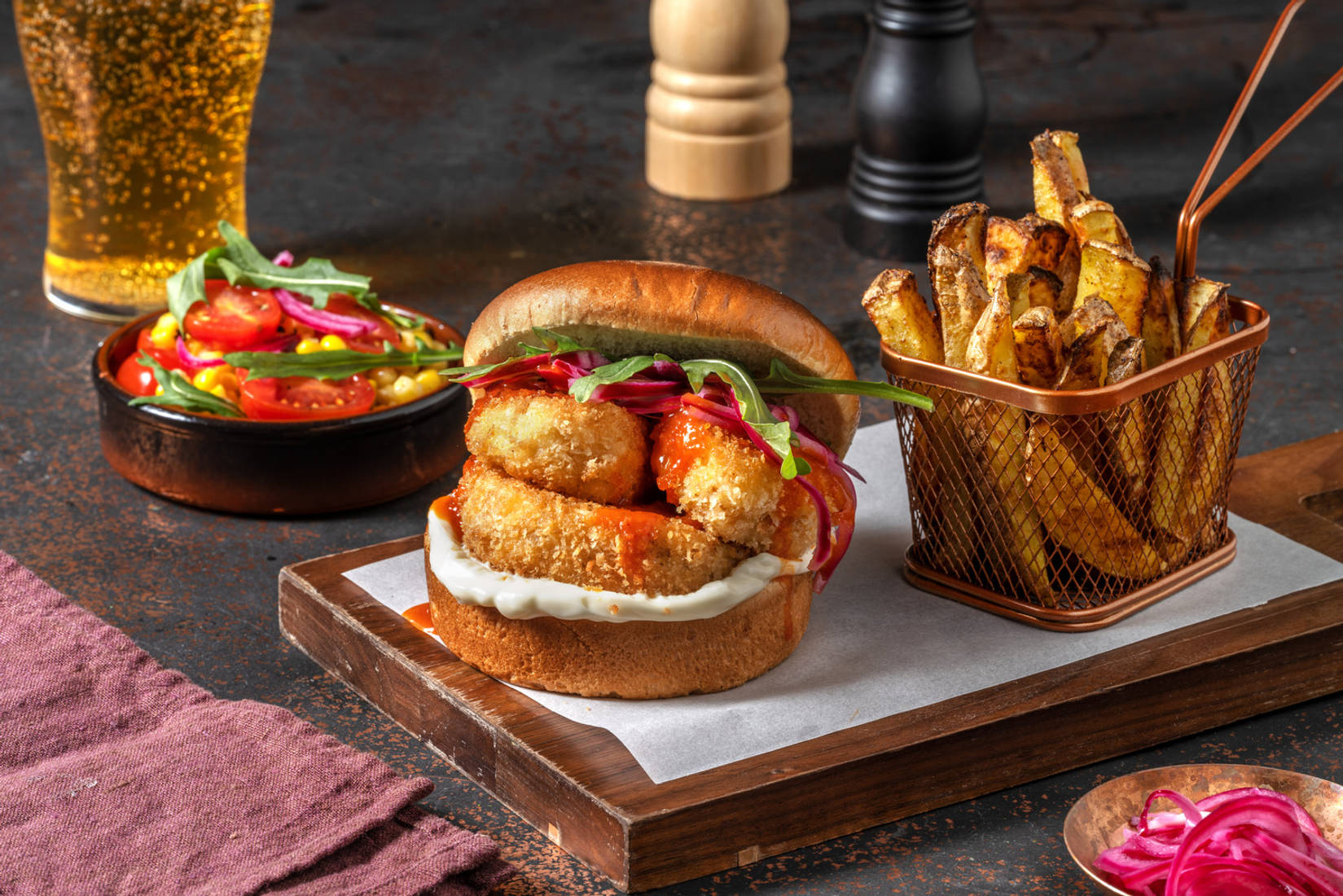 Crispy Buffalo Halloumi Burger