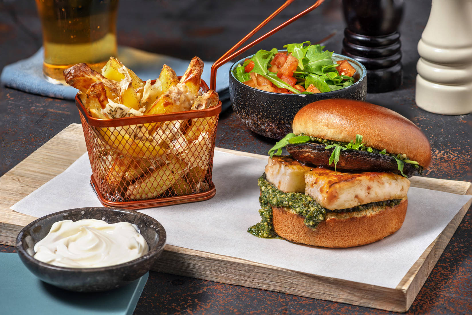 Glazed Halloumi and Portobello Mushroom Burger