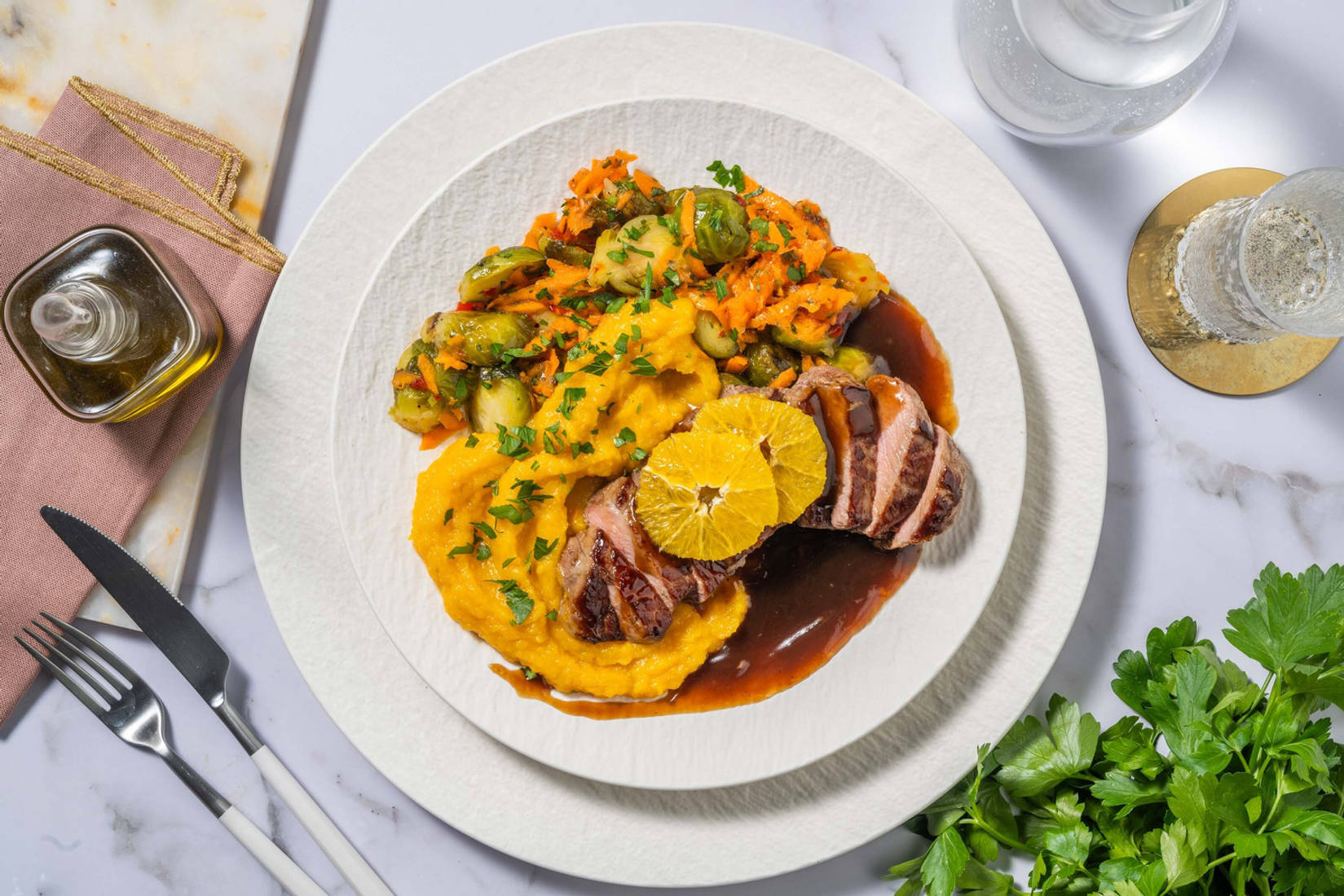 Hirschsteak in Orangen-Teriyaki-Soße