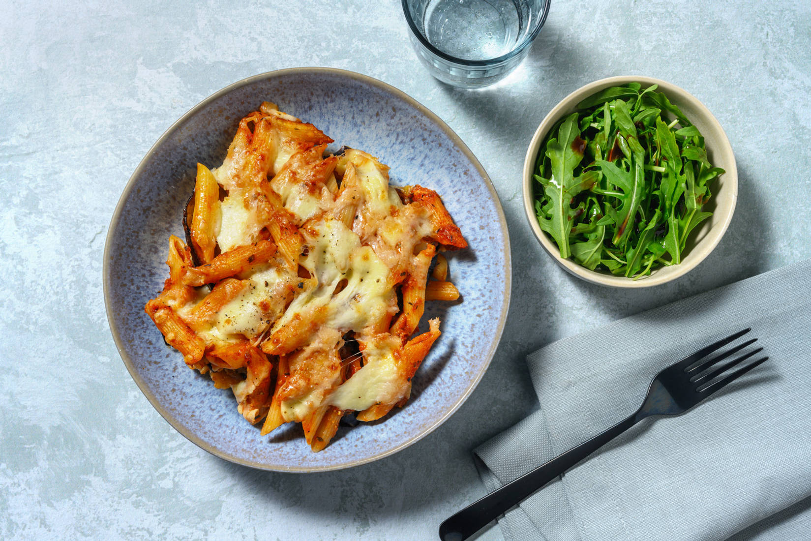 Aubergine Parmigiana Style Pasta